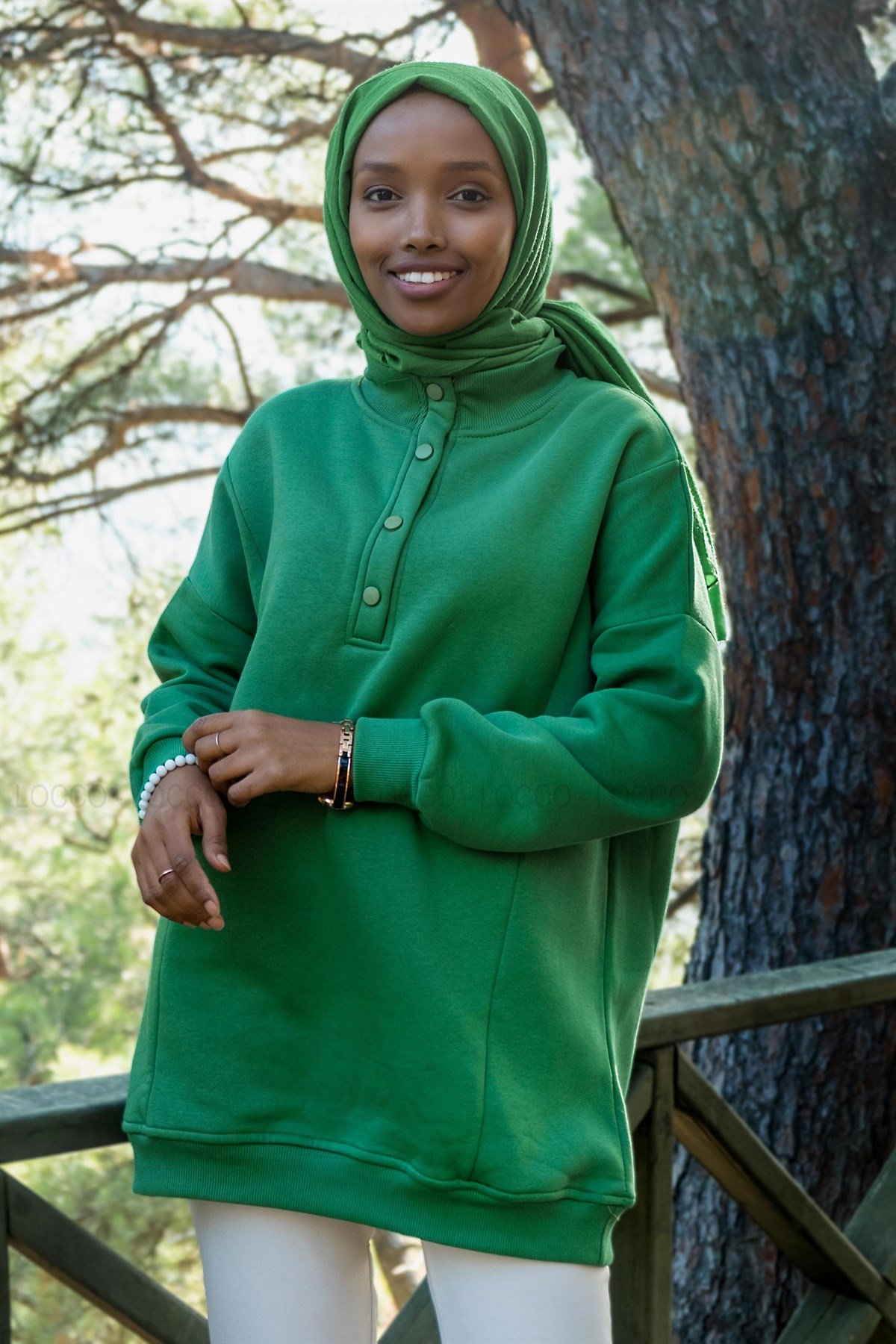 Uygun Fiyatlı CIT CIT DETAY UC IPLIK SWEAT YESIL | Loccomoda.com 