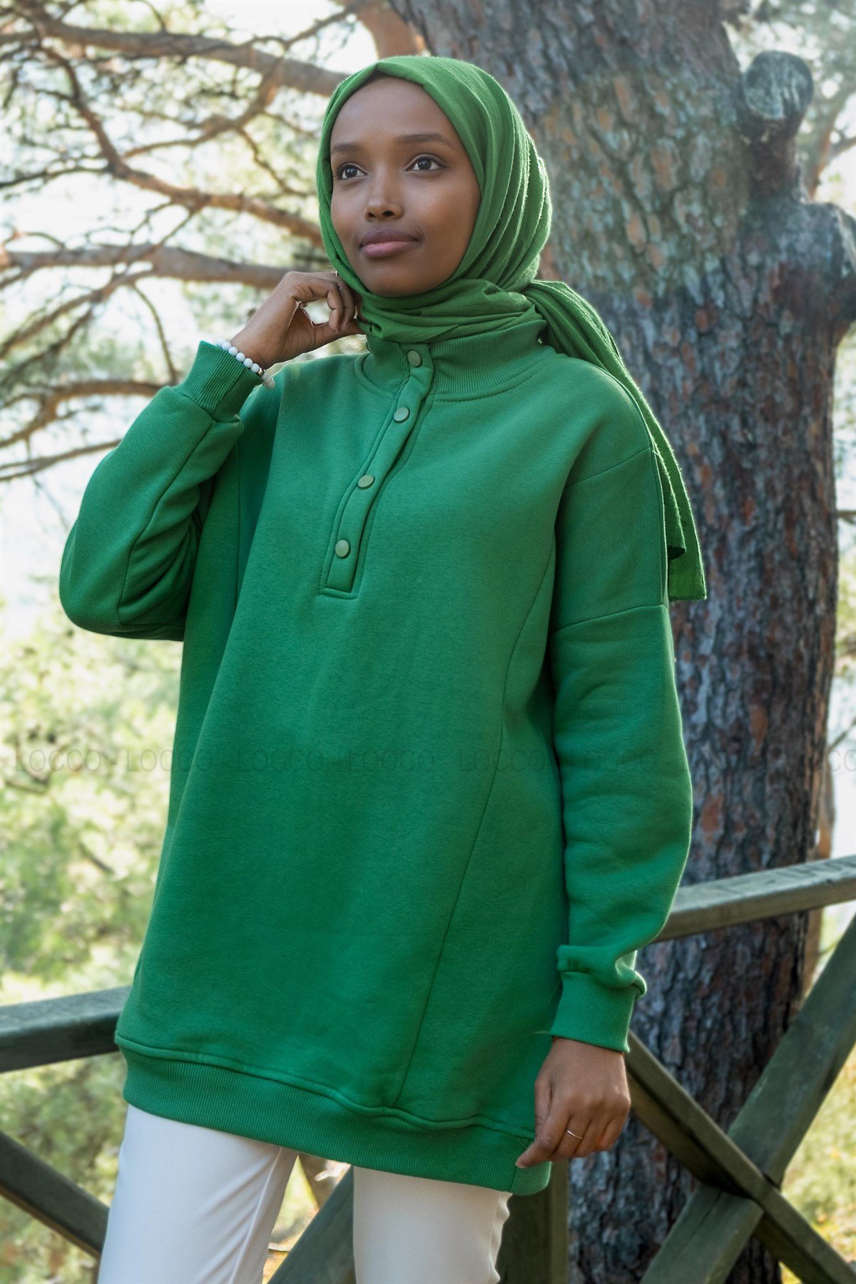 Uygun Fiyatlı CIT CIT DETAY UC IPLIK SWEAT YESIL | Loccomoda.com 
