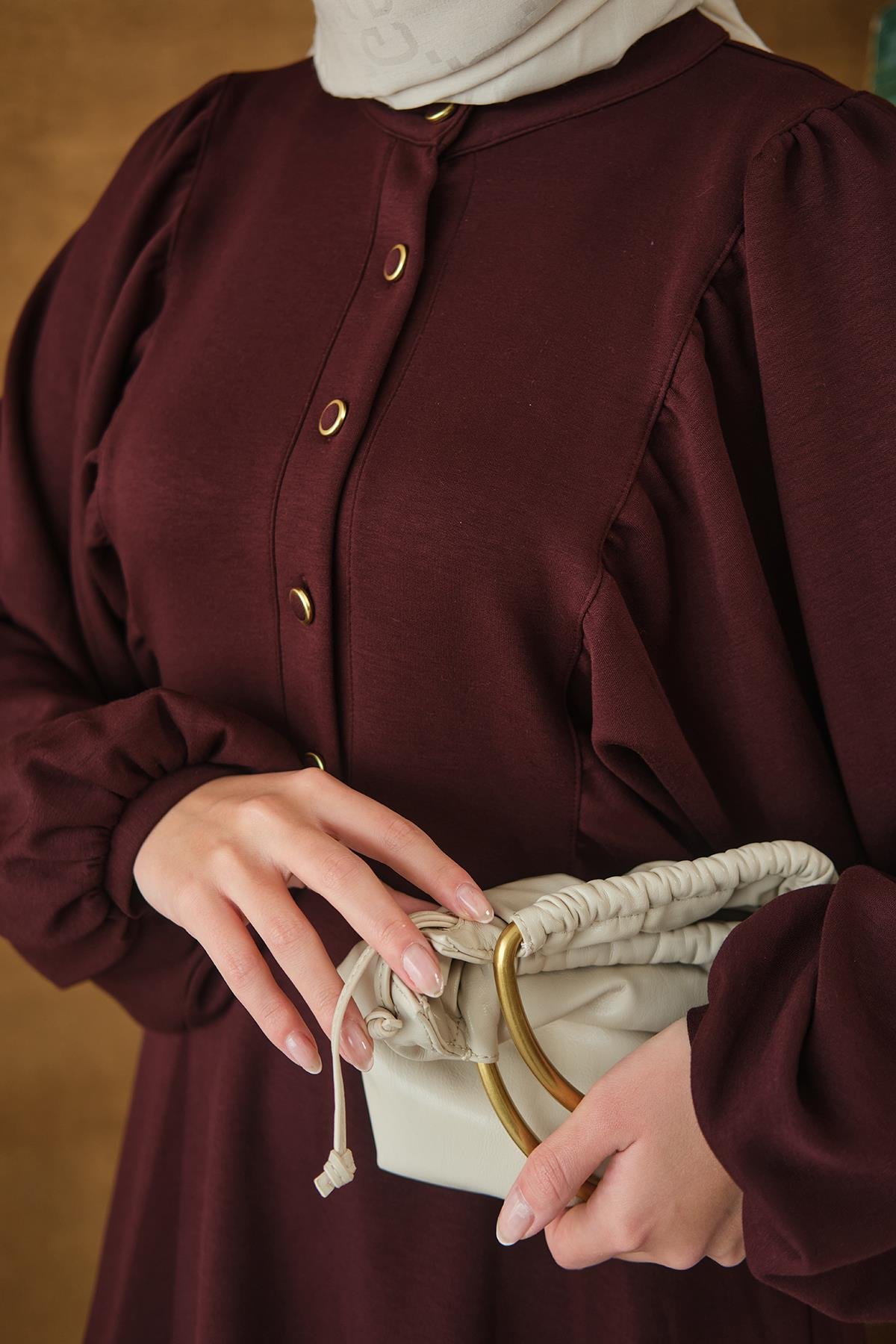 Çıtçıt Büzgü Detay İkili Takım Bordo