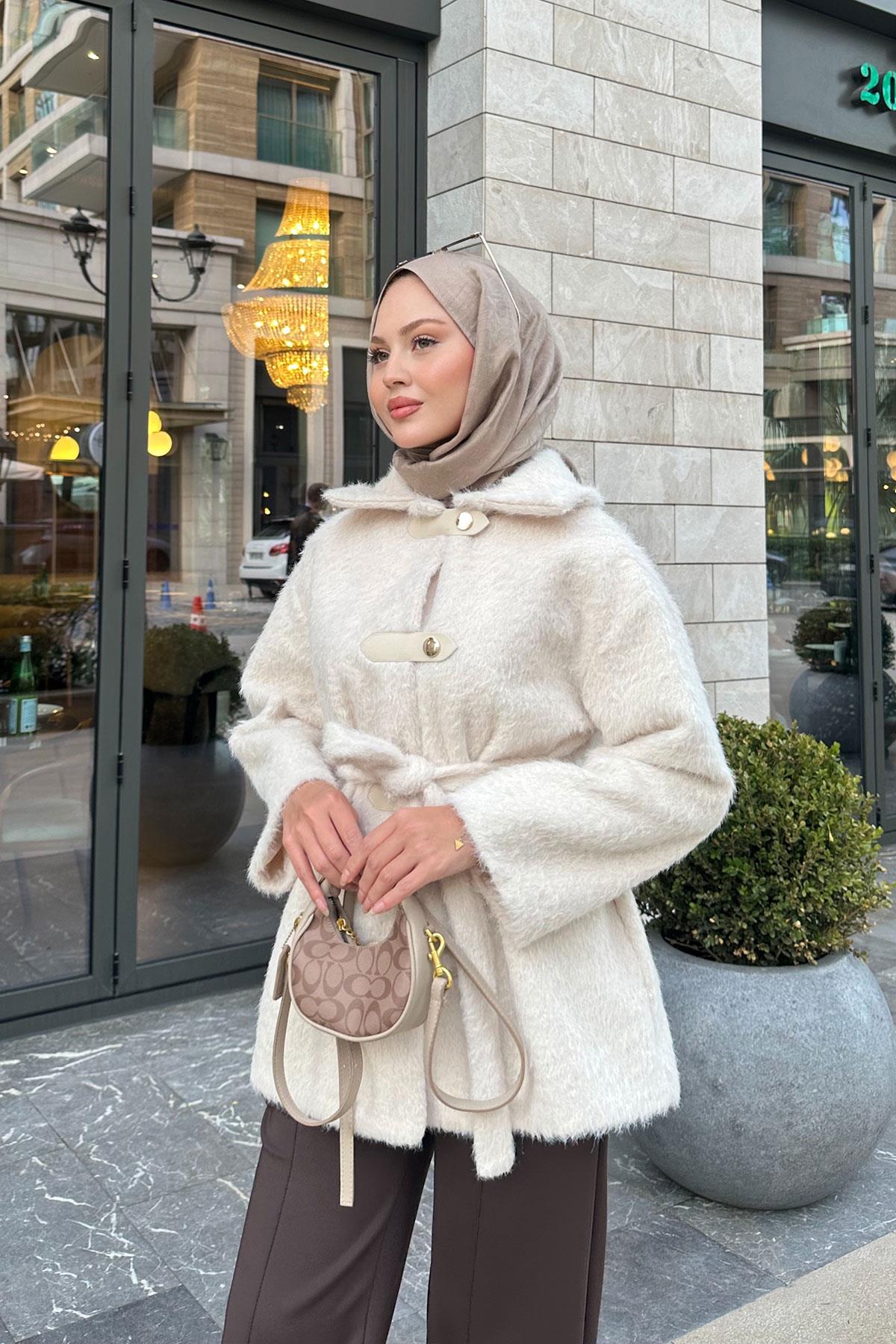 Çıtçıt Detay Bel Bağlamalı Kaban Bej