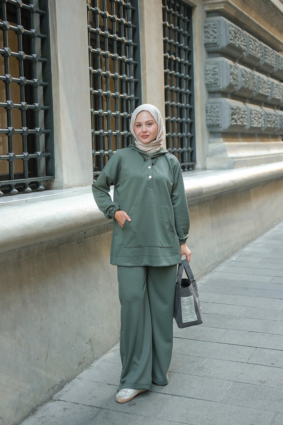 Çıtçıt Kapüşonlu Takım Haki Yeşil