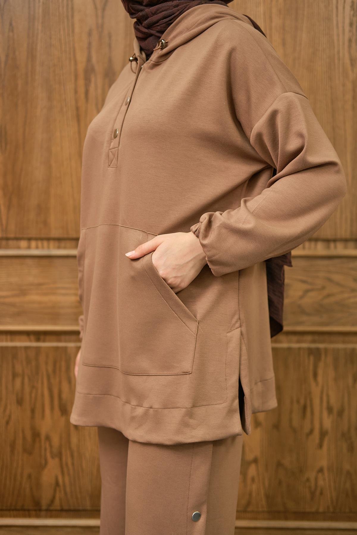 Çıtçıt Kapüşonlu Takım Kahverengi