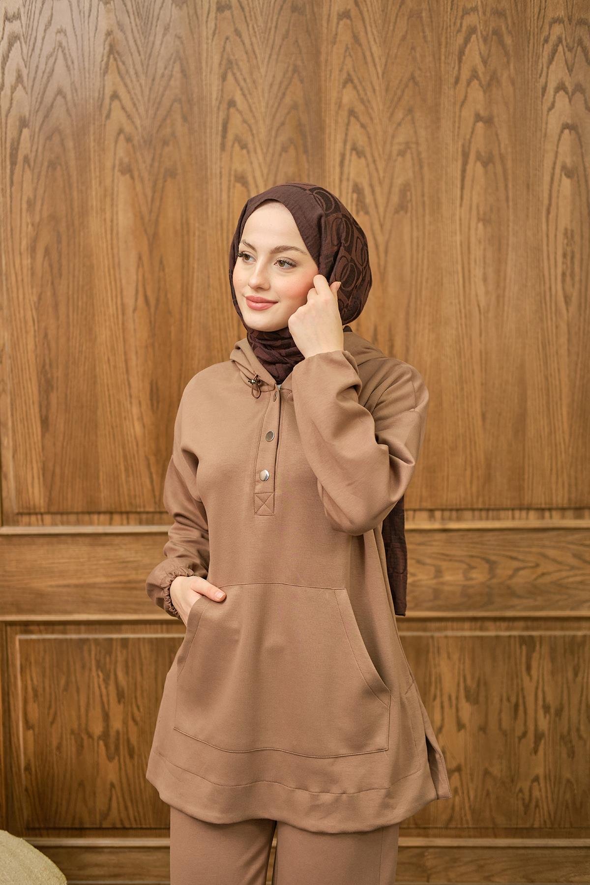 Çıtçıt Kapüşonlu Takım Kahverengi