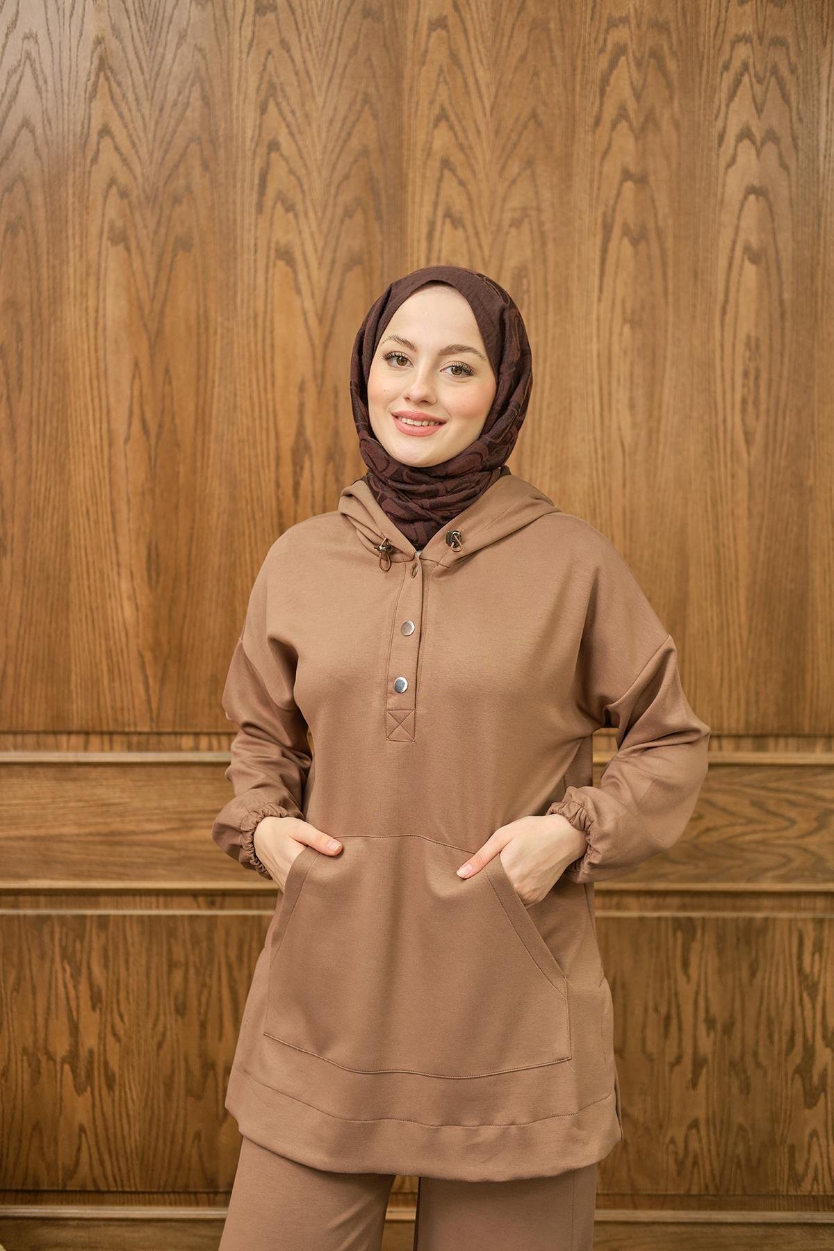 Çıtçıt Kapüşonlu Takım Kahverengi