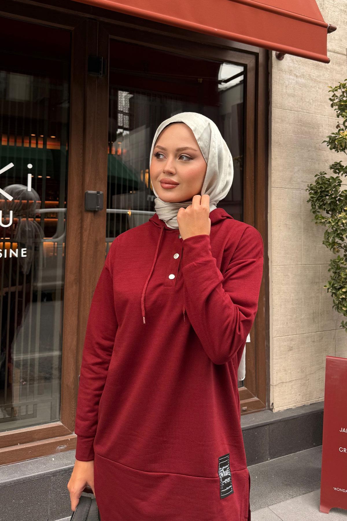 Çıtçıtlı İkili Takım Bordo