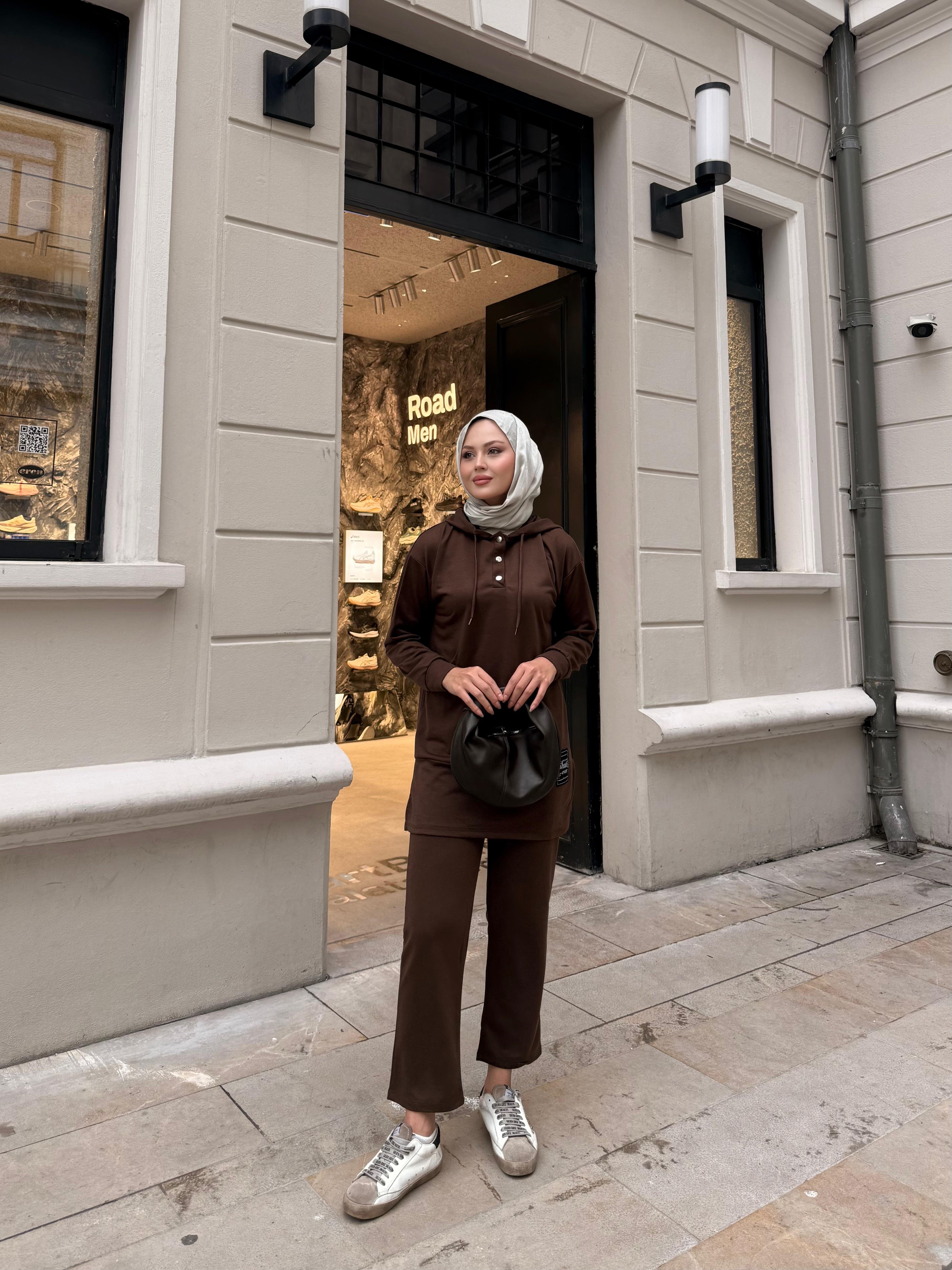 Çıtçıtlı İkili Takım Kahverengi