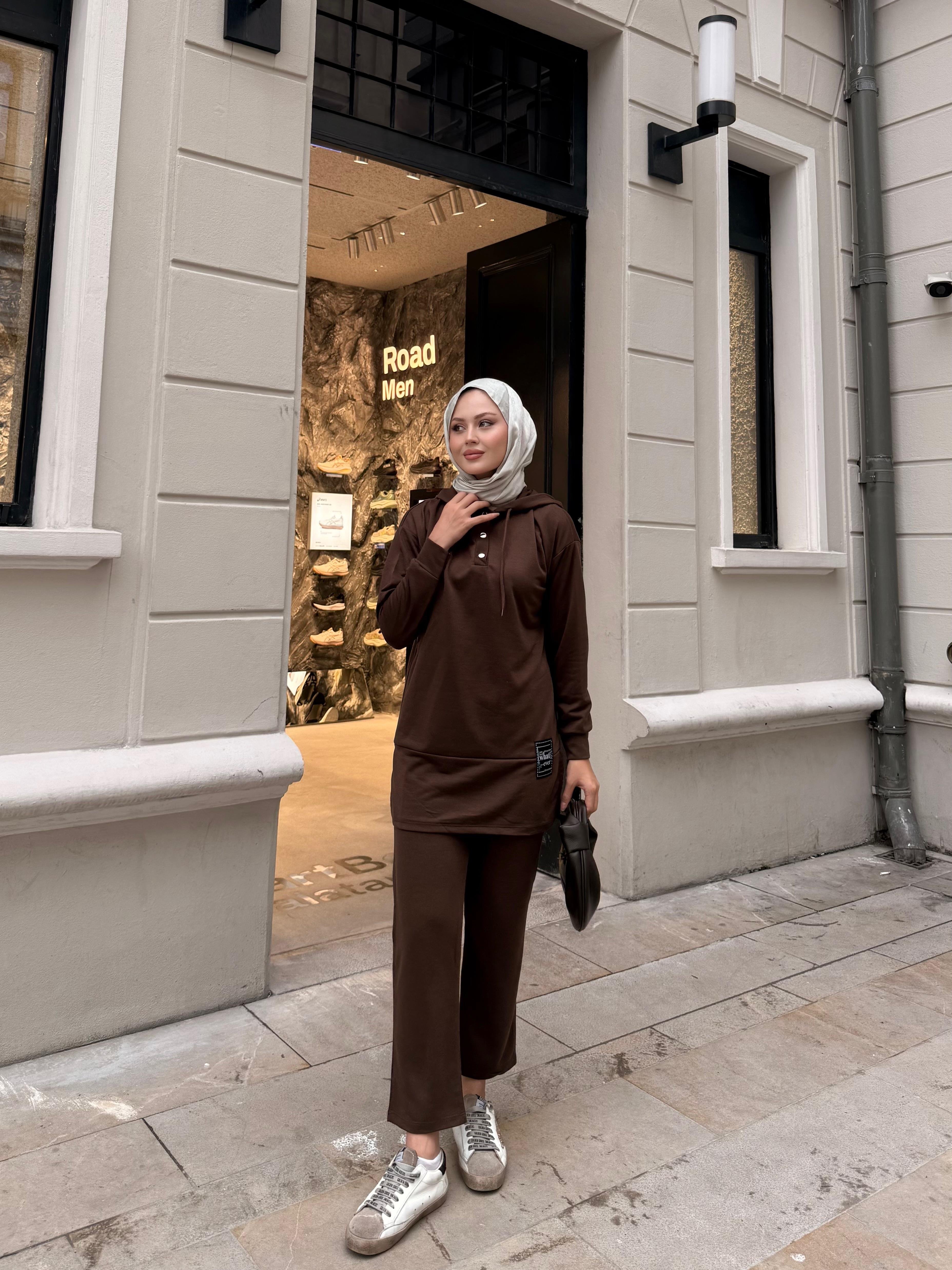 Çıtçıtlı İkili Takım Kahverengi