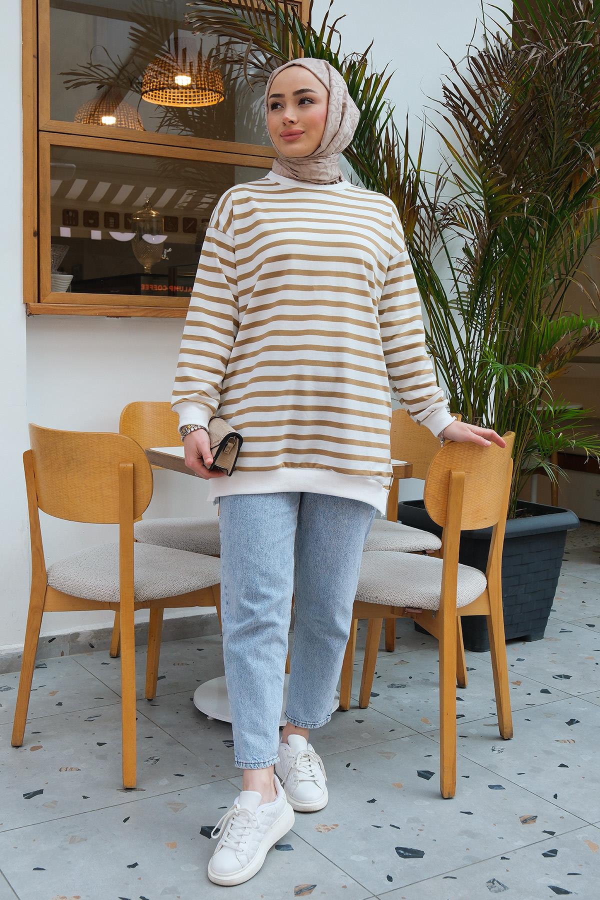 Çizgi Detaylı Tunik Vizon