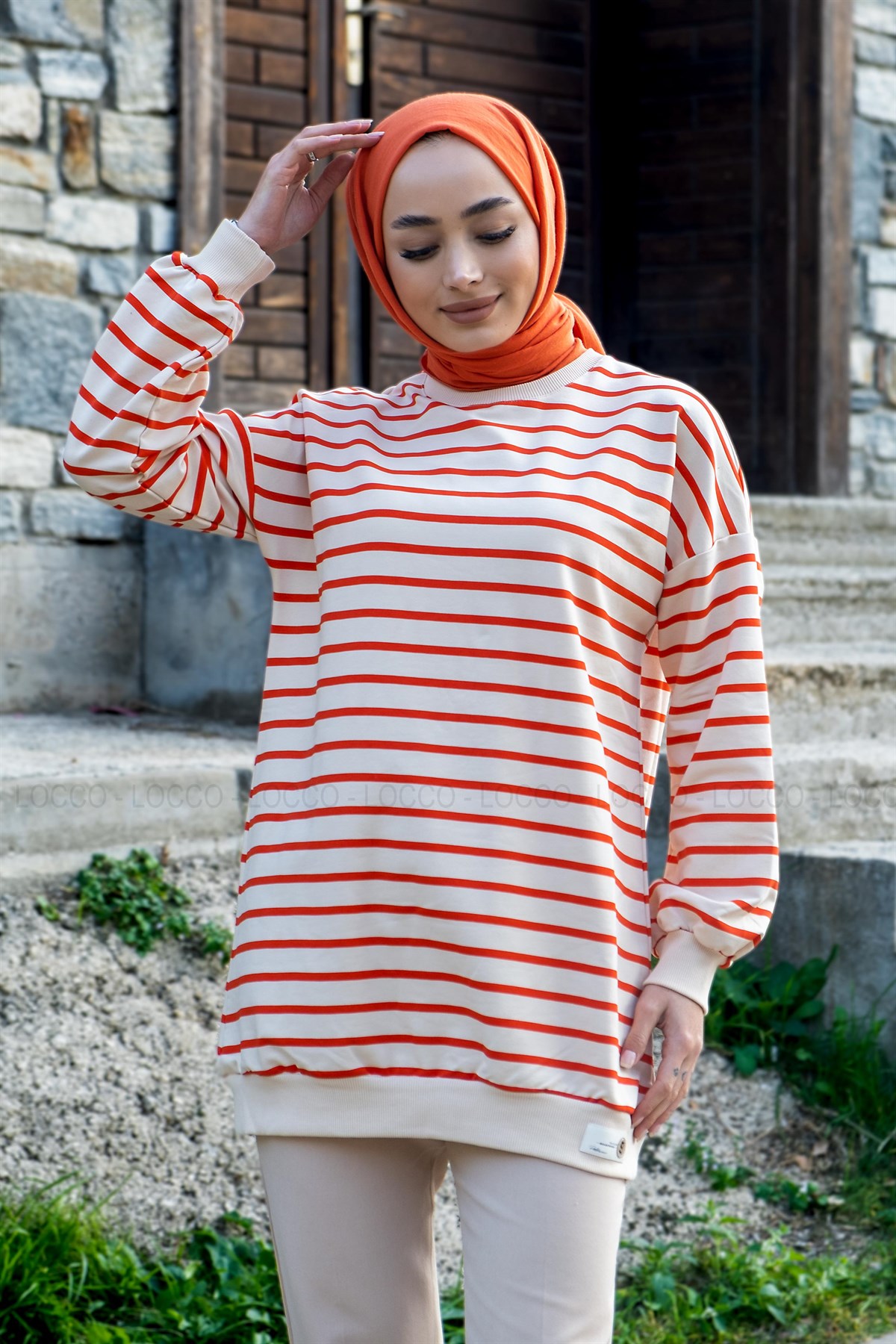 Uygun Fiyatlı CIZGILI SWEAT TURUNCU | Loccomoda.com 