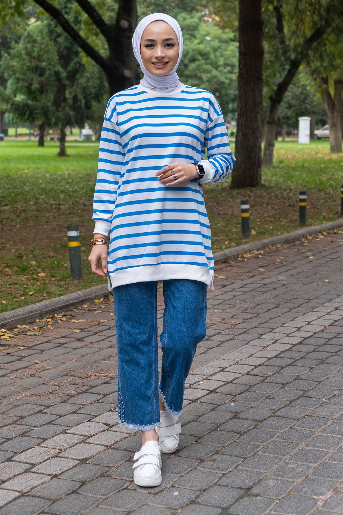 Uygun Fiyatlı CIZGILI TUNIK MAVI | Loccomoda.com 