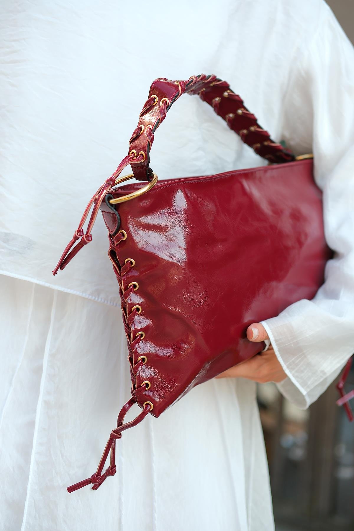 Çoban Dikişli Çanta Bordo