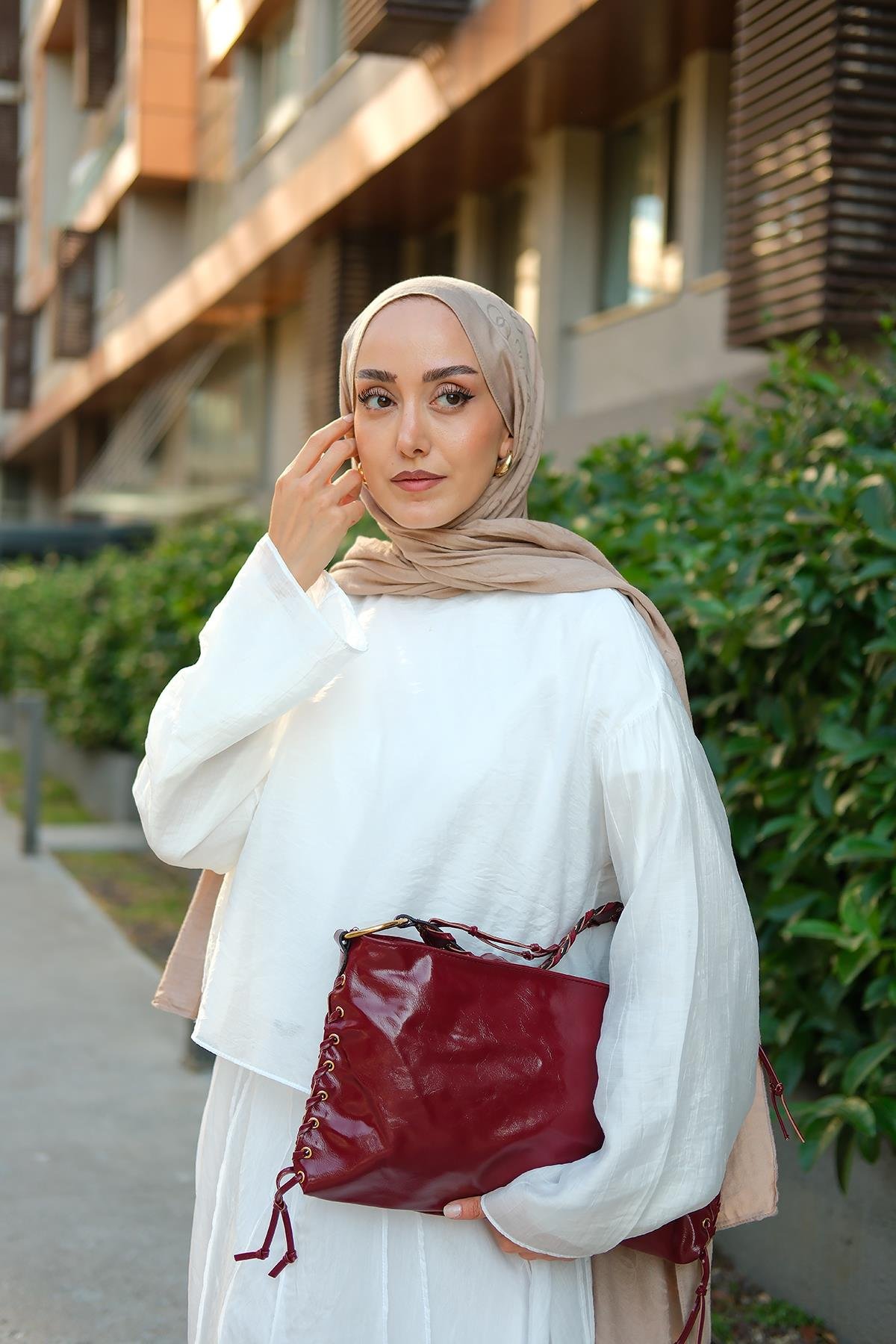 Çoban Dikişli Çanta Bordo