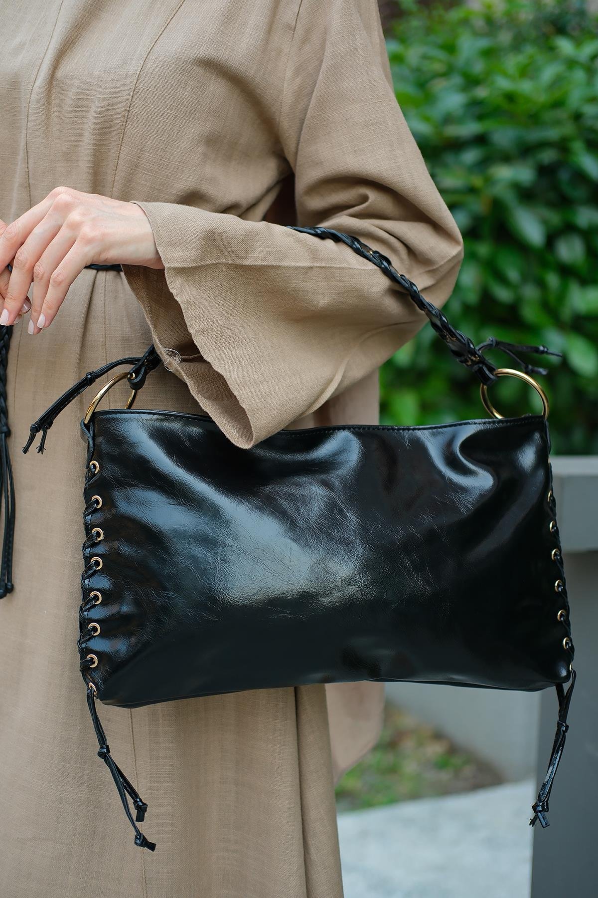 Çoban Dikişli Çanta Siyah