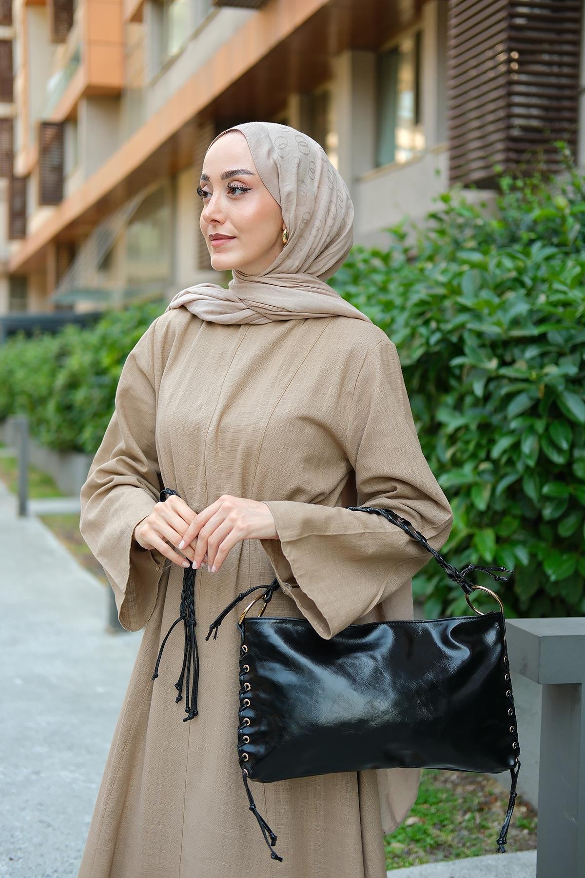 Çoban Dikişli Çanta Siyah