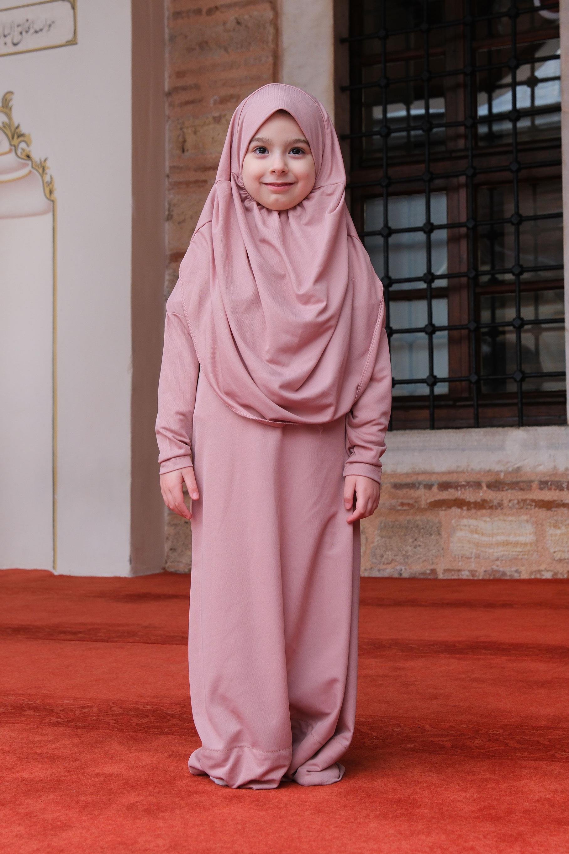 Çocuk Namaz Elbisesi Gül Kurusu