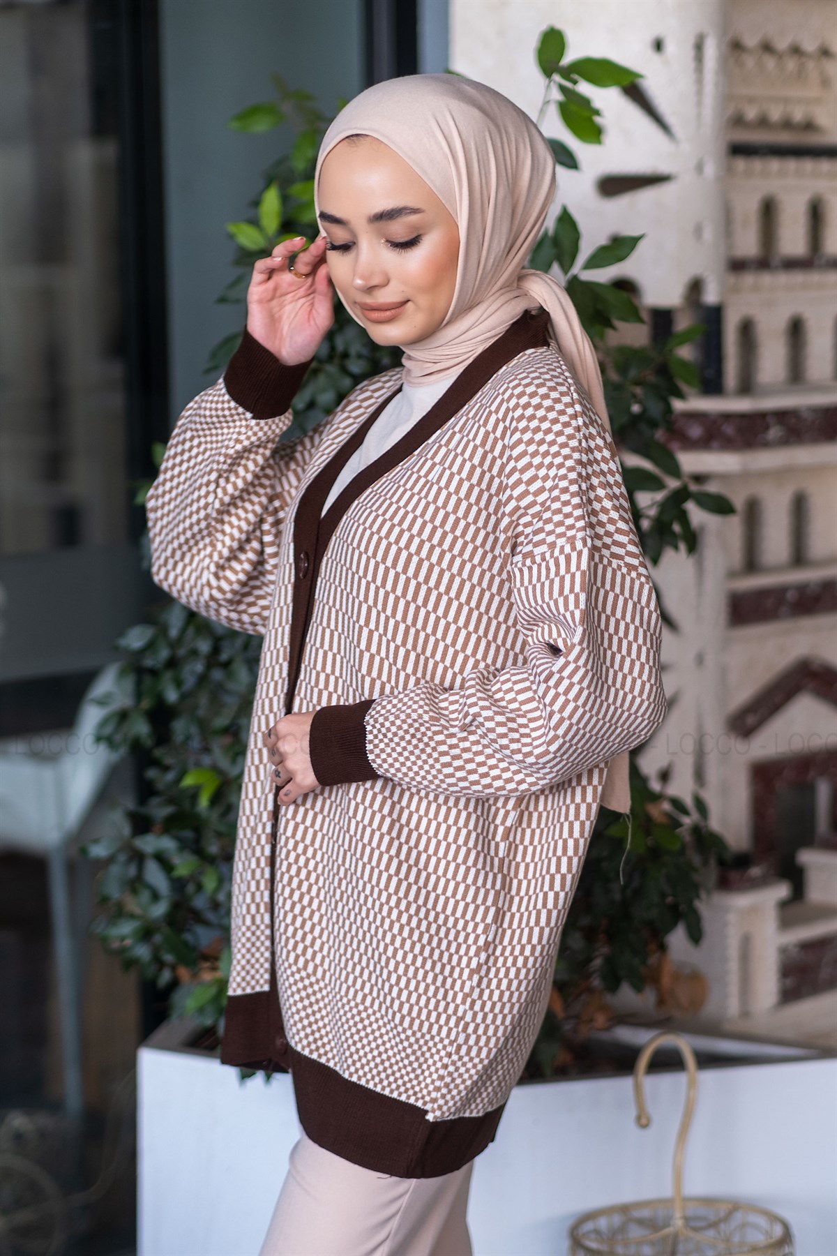 Uygun Fiyatlı DAMA DESENLI HIRKA VIZON | Loccomoda.com 