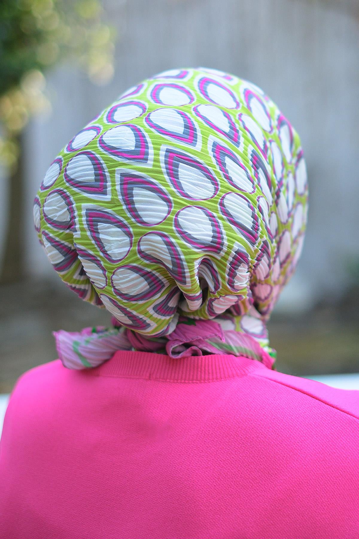 Damla Desen Pliseli Esarp Pembe