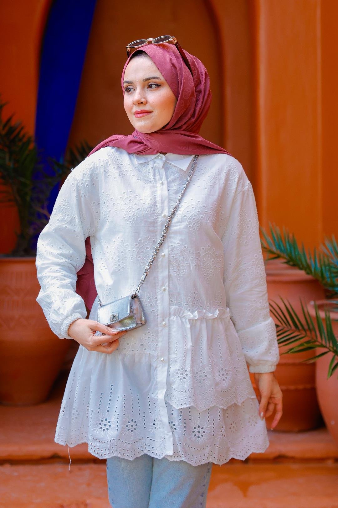 Dantel Detay Gömlek BEYAZ