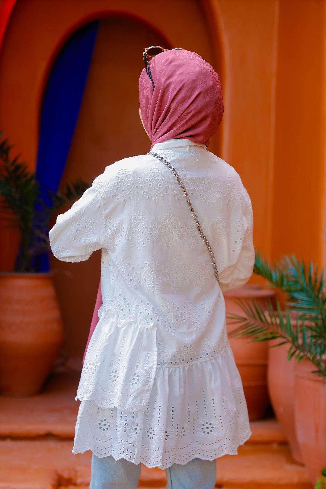 Dantel Detay Gömlek BEYAZ