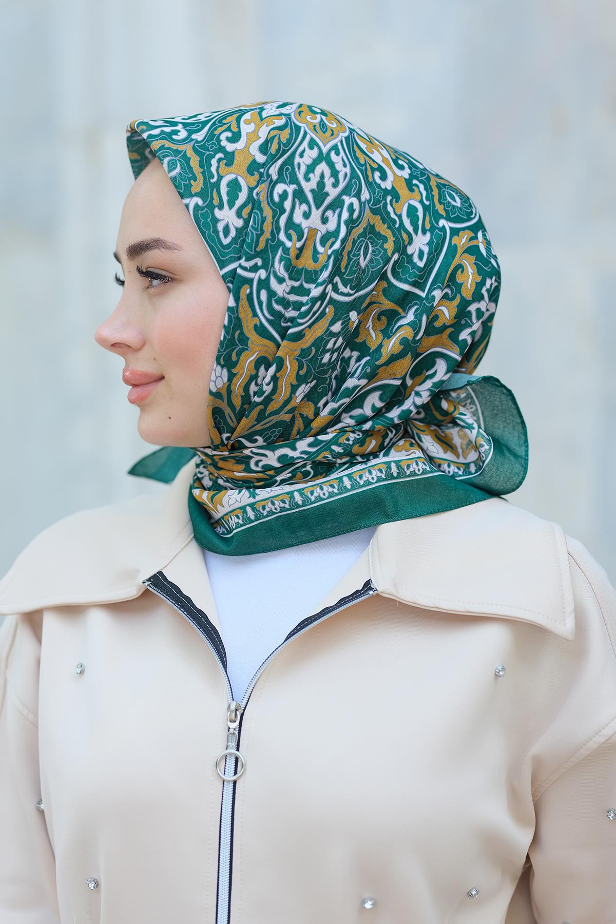 Desenli Soft Eşarp Yeşil