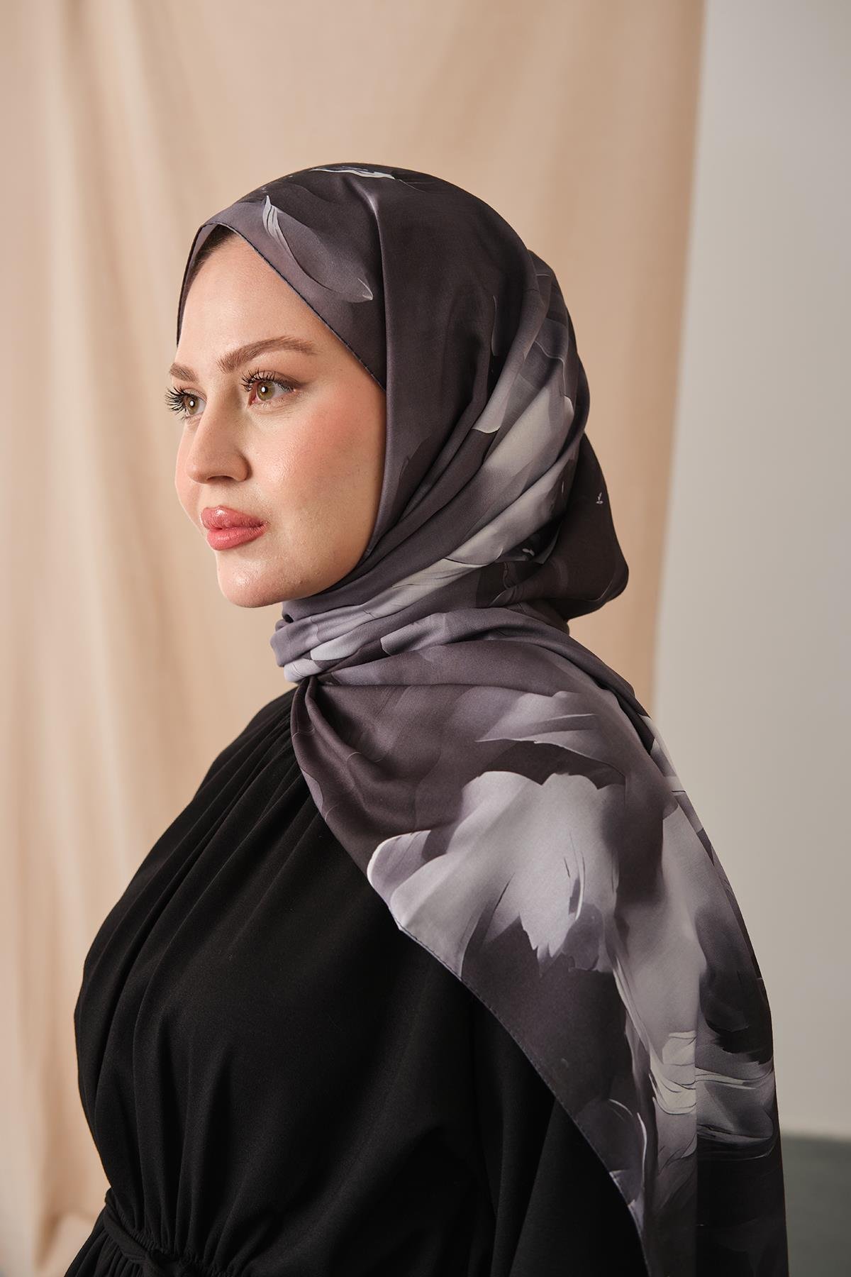 Desenli Soft Şal Gri