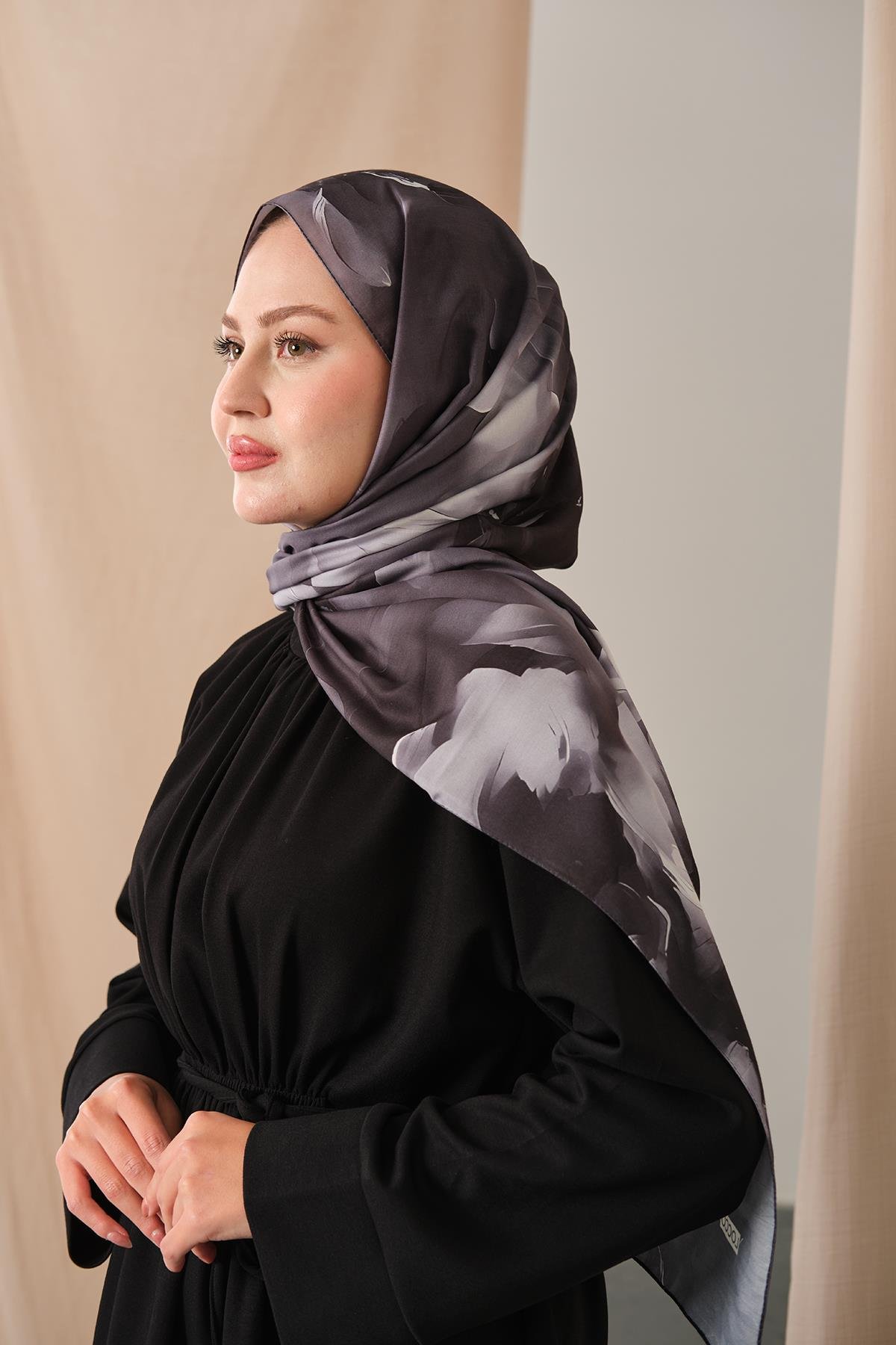 Desenli Soft Şal Gri