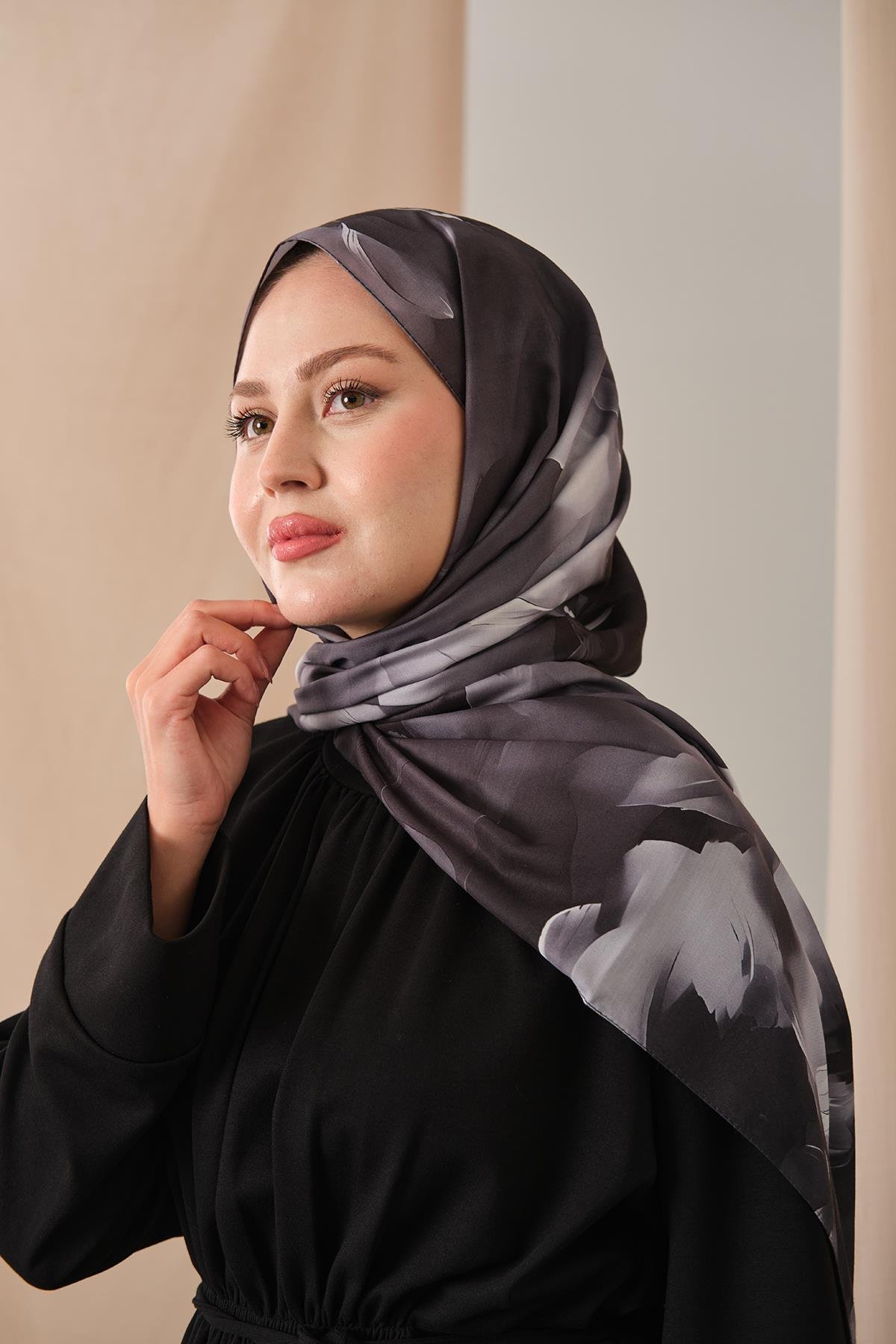 Desenli Soft Şal Gri