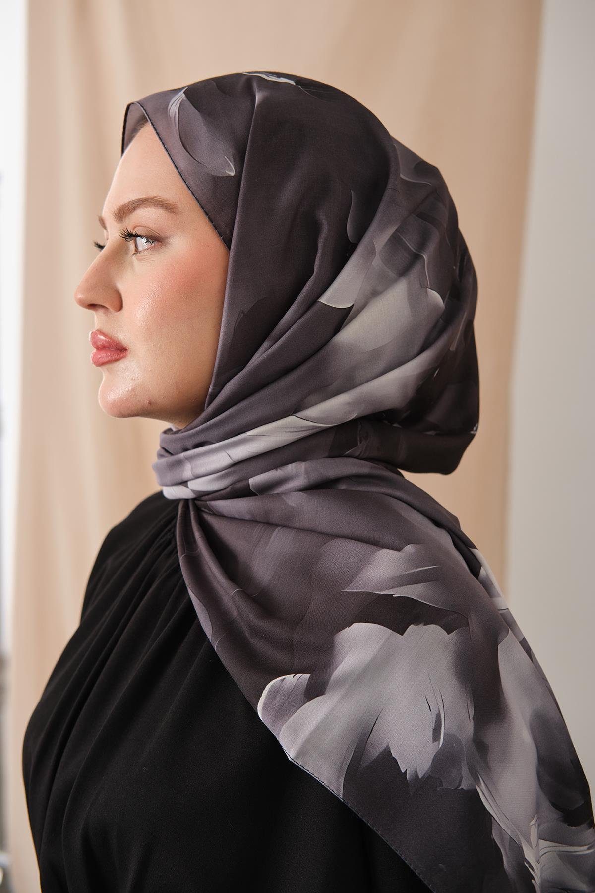 Desenli Soft Şal Gri