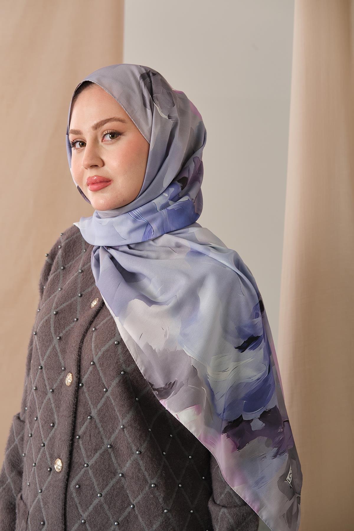 Desenli Soft Şal Lila