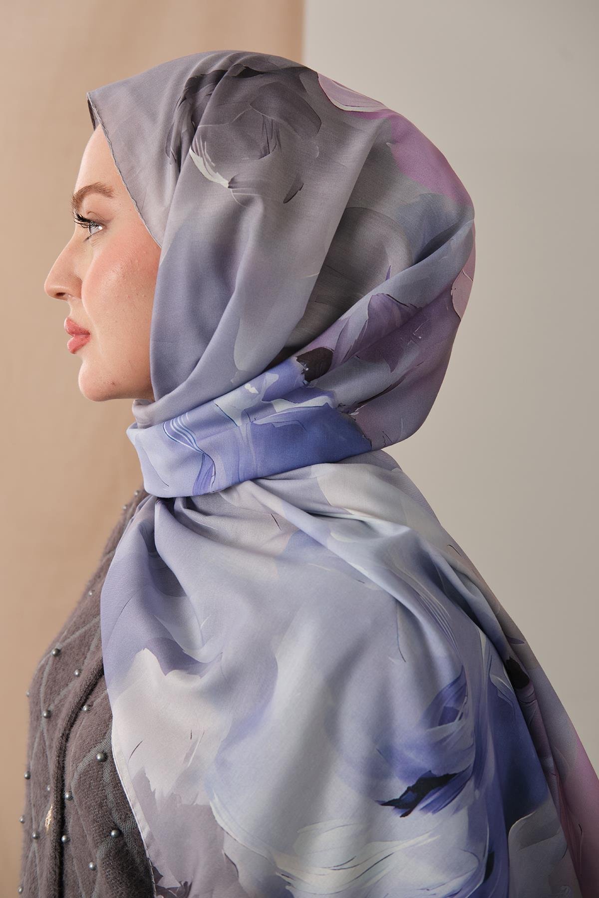 Desenli Soft Şal Lila