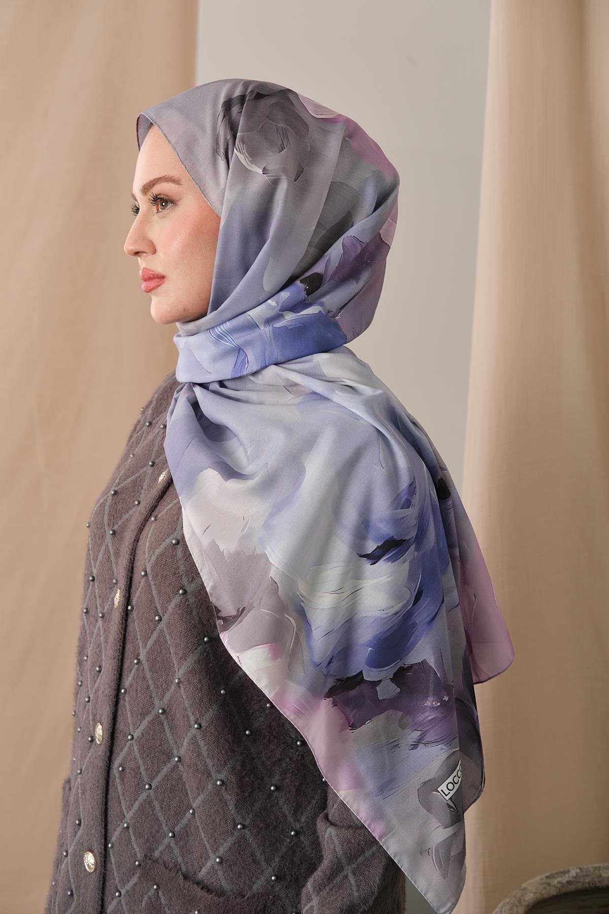 Desenli Soft Şal Lila