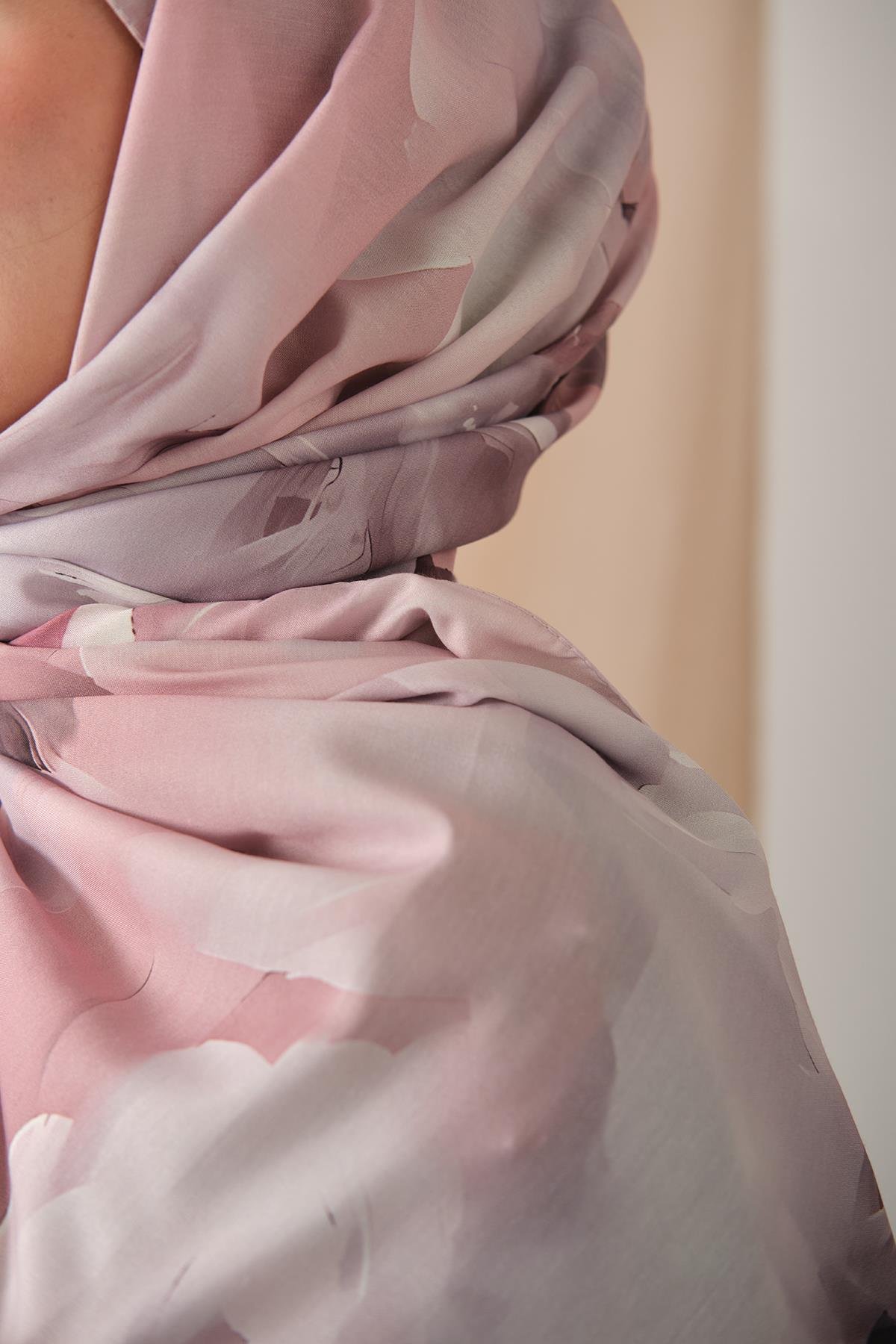 Desenli Soft Şal Pudra