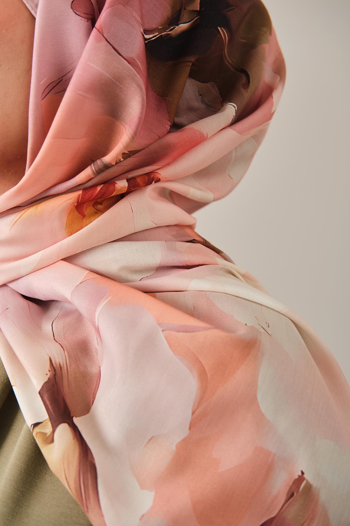 Desenli Soft Şal Somon