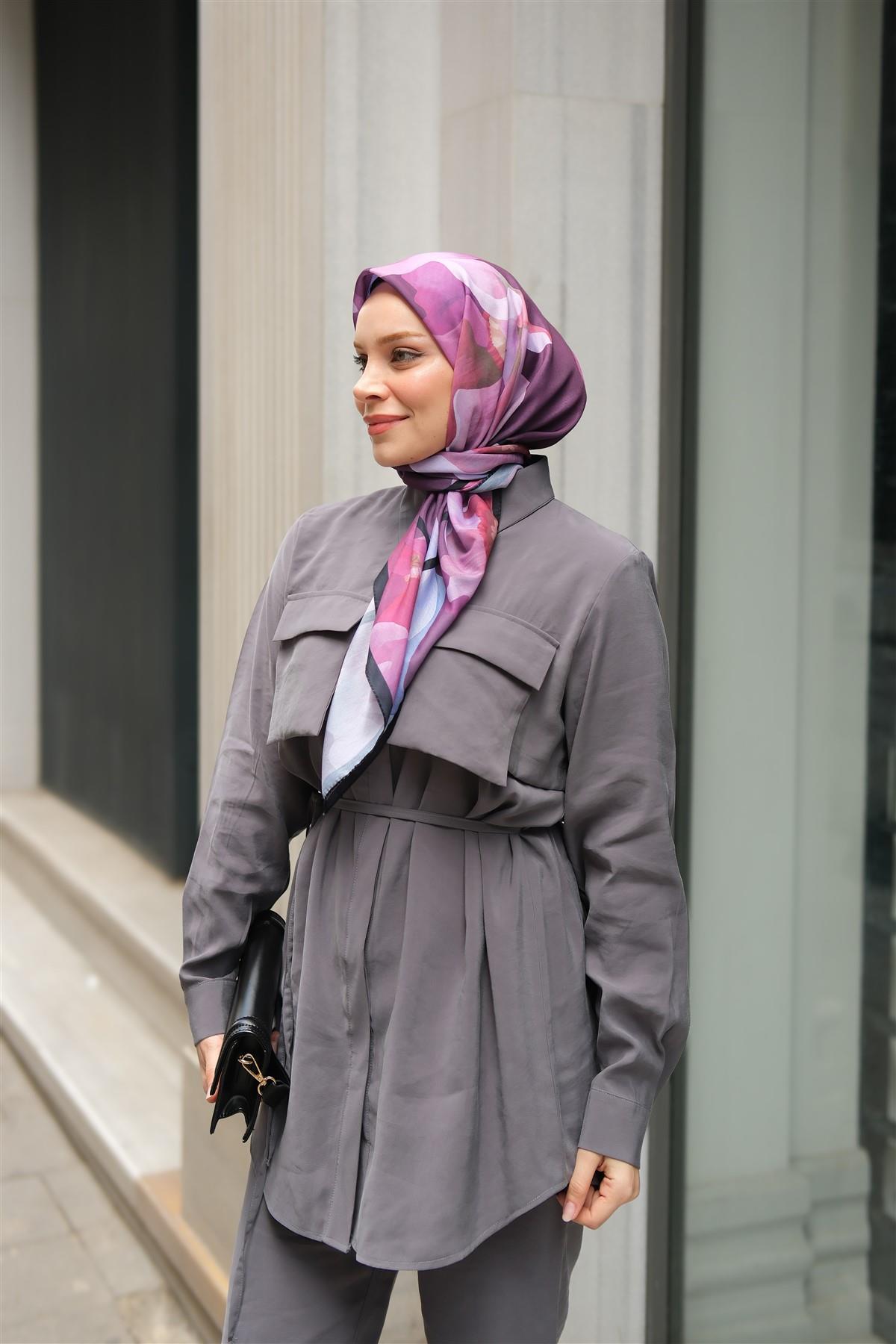 Detaylı Armani Modal Takım Gri