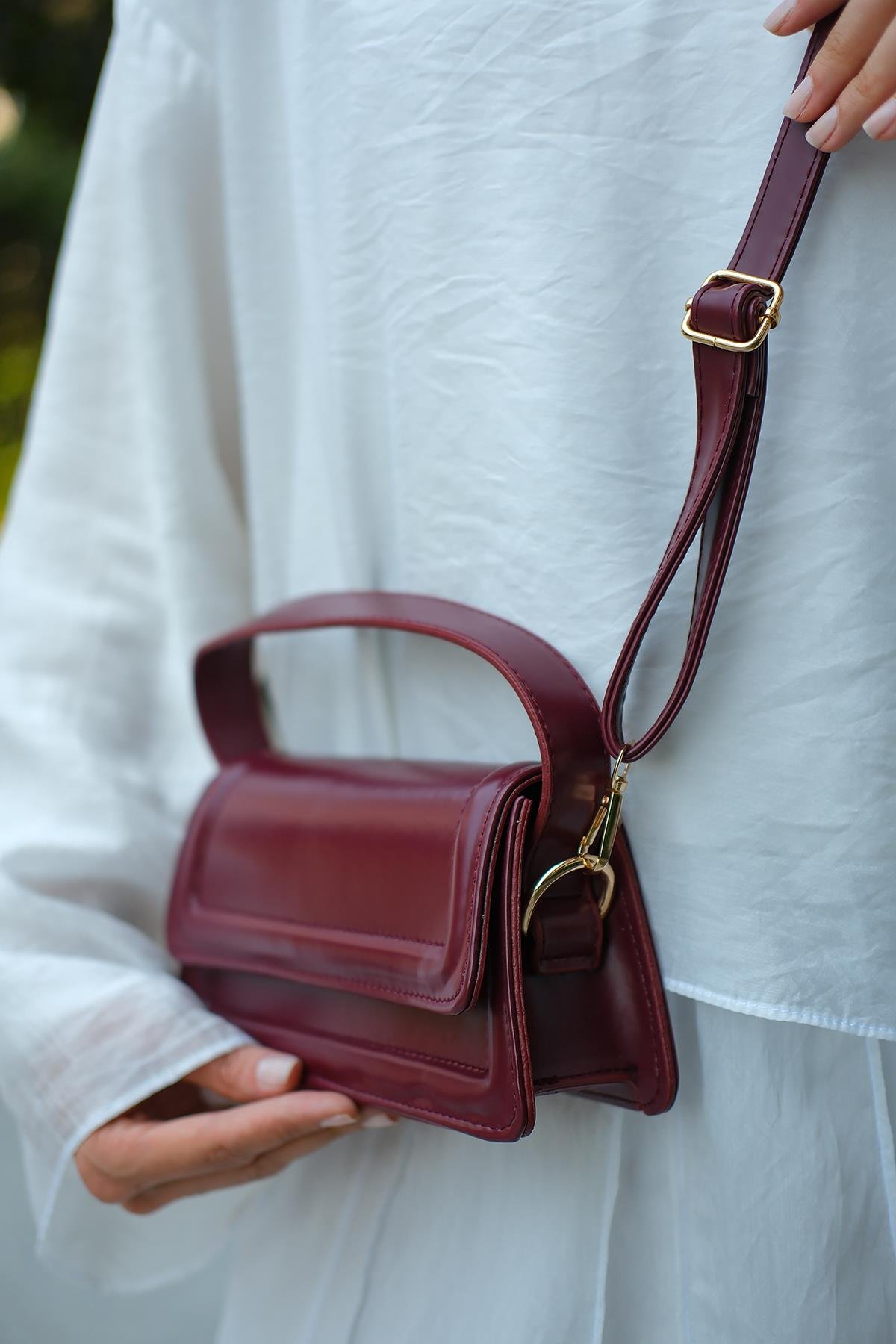 Dikdörtgen El Çanta Bordo