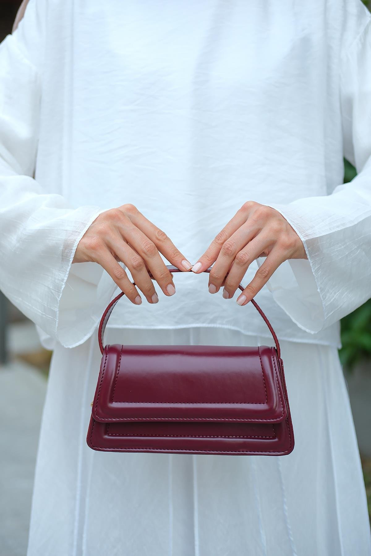 Dikdörtgen El Çanta Bordo