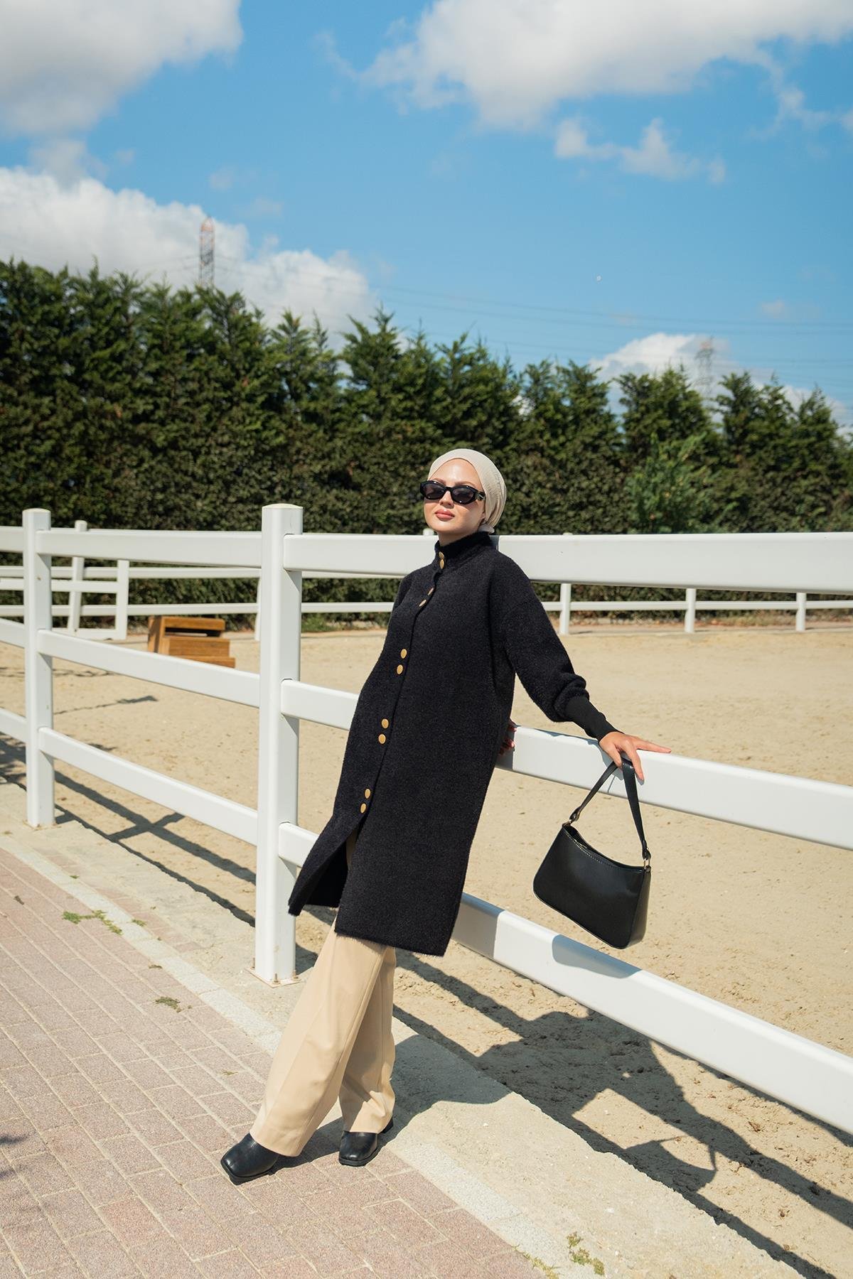 Düğmeli Triko Ceket Siyah