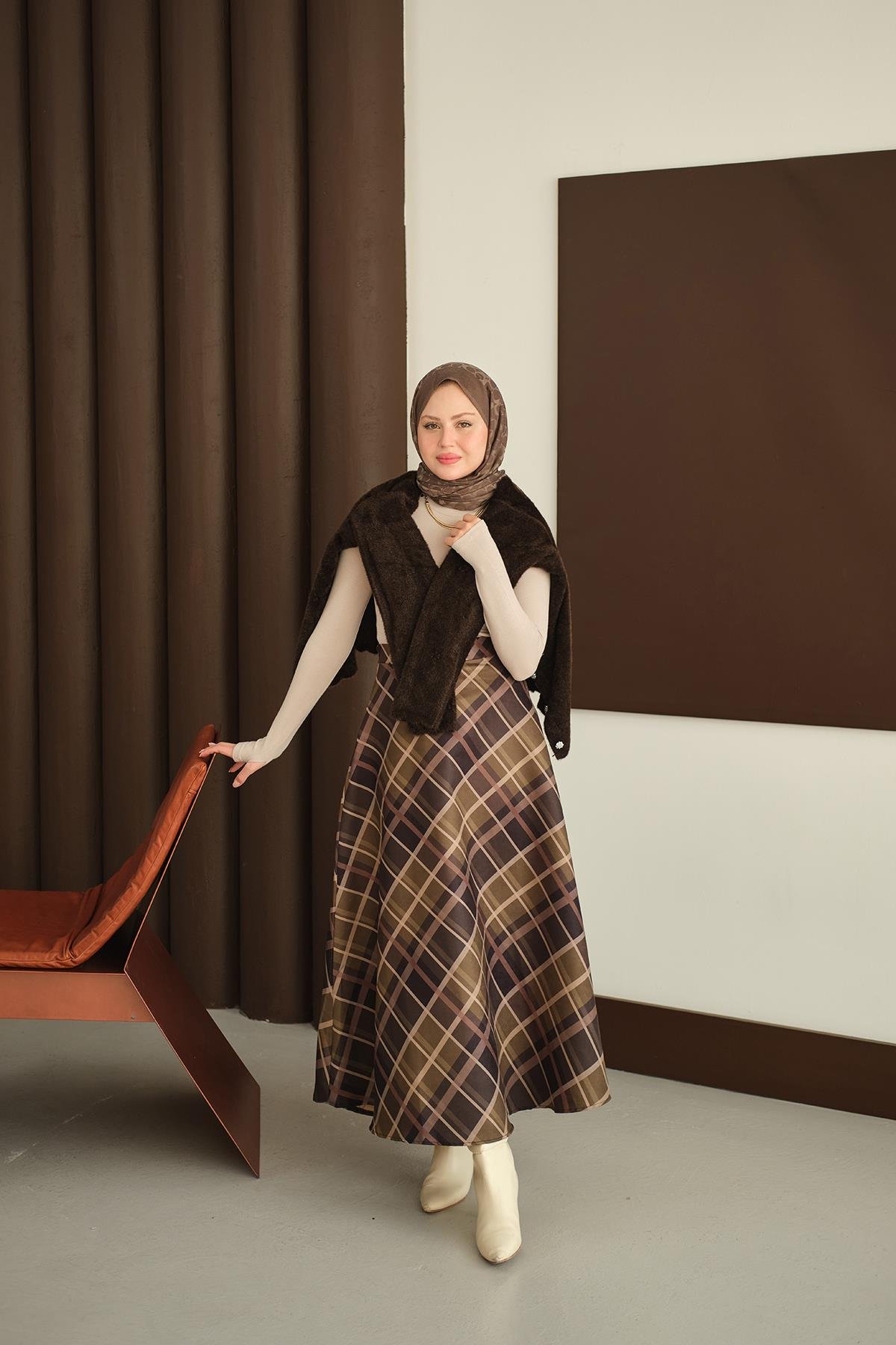 Ekose Desen Etek Yeşil