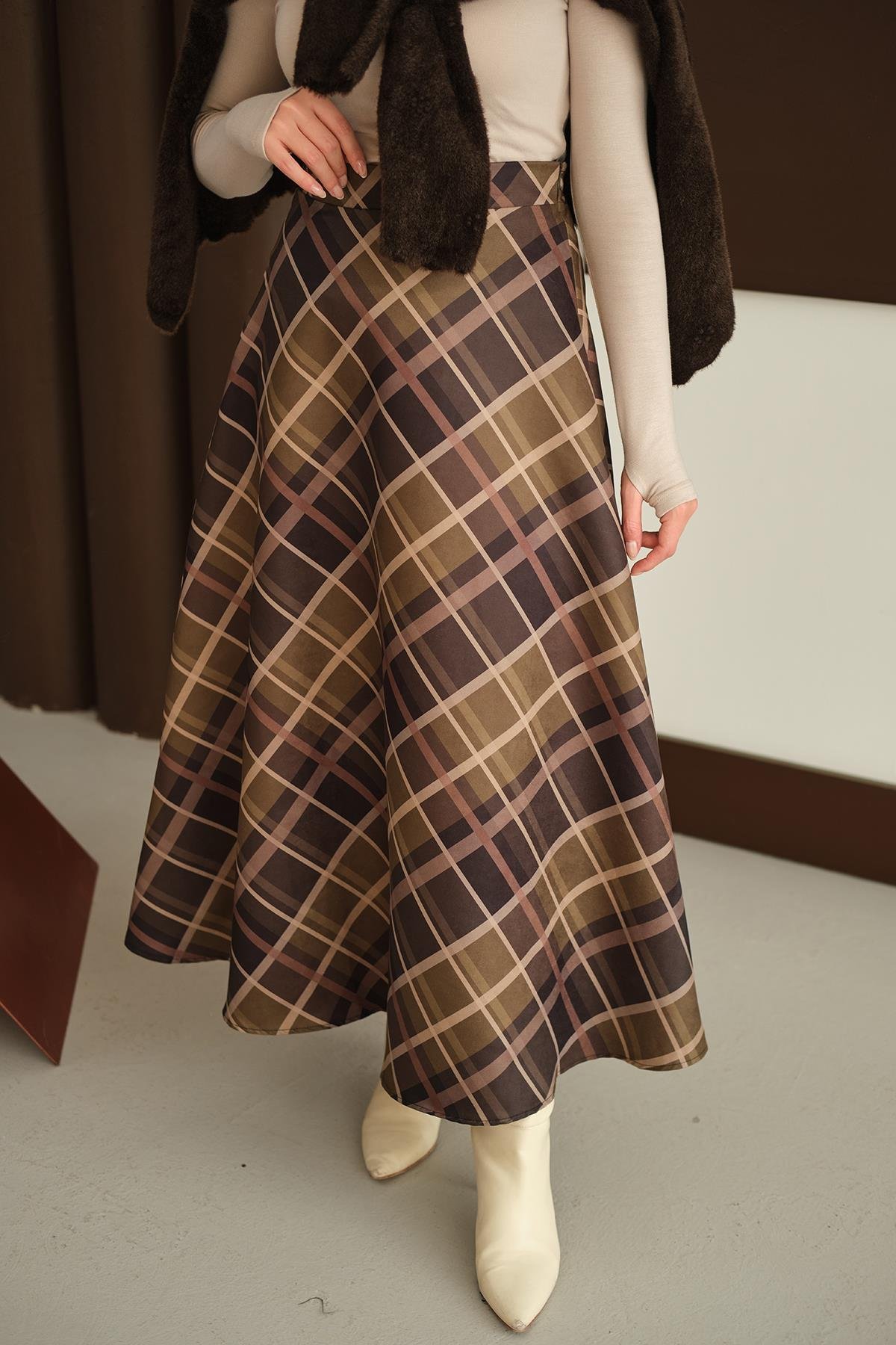 Ekose Desen Etek Yeşil