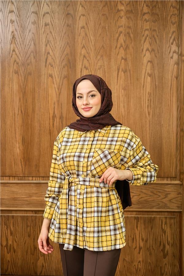 Ekose Desen Gömlek Sarı