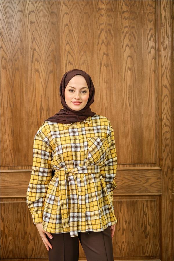 Ekose Desen Gömlek Sarı