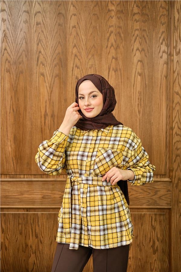 Ekose Desen Gömlek Sarı