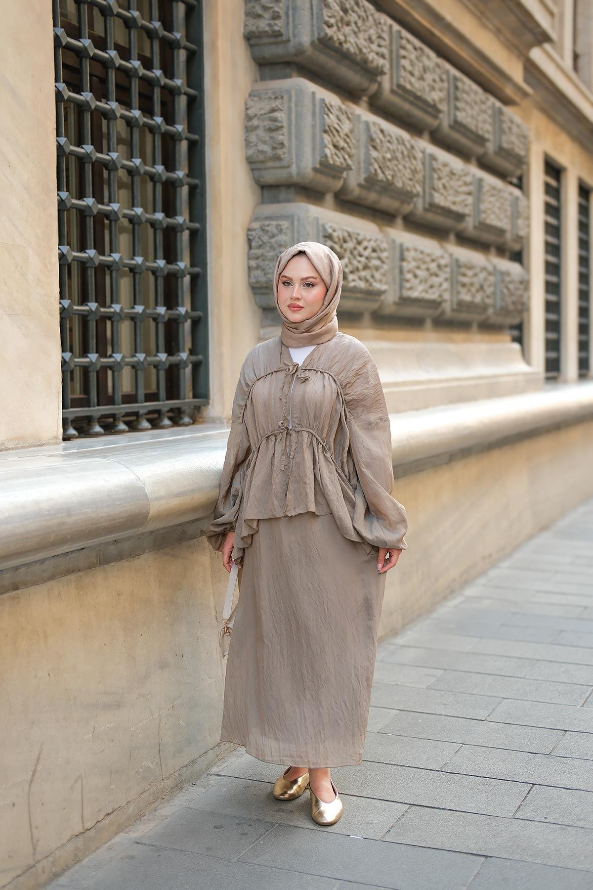 Etekli Kimono Takım Haki Yeşil