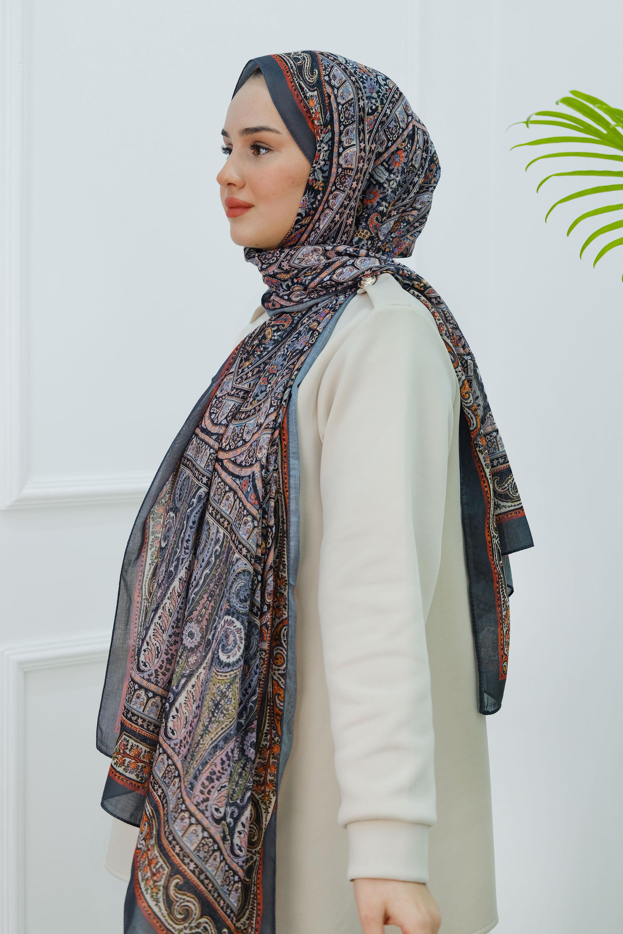 Etnik Desen Şal Antrasit