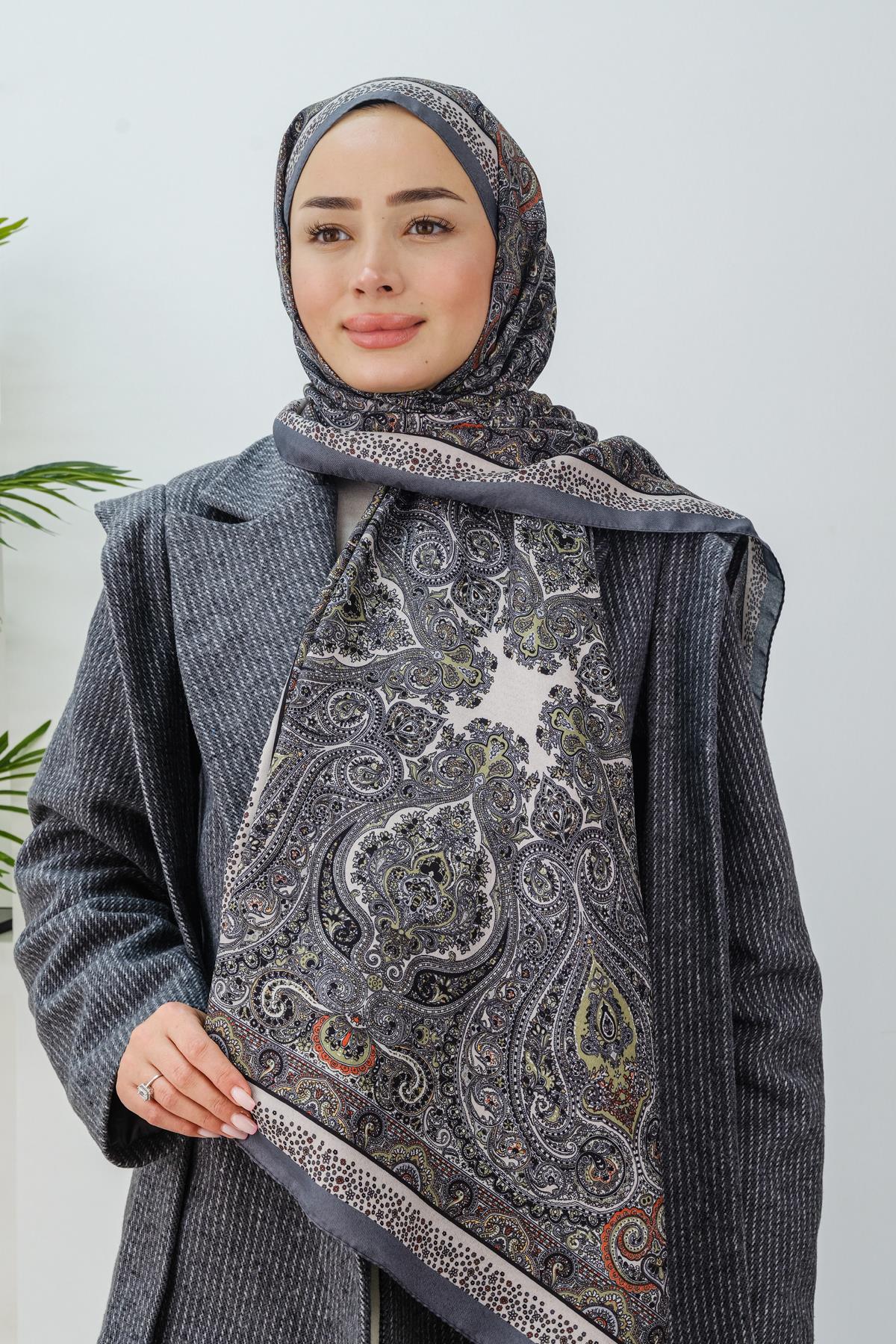 Etnik Desen Şal Antrasit