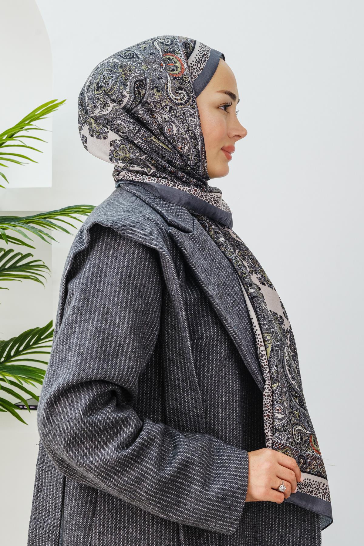 Etnik Desen Şal Antrasit