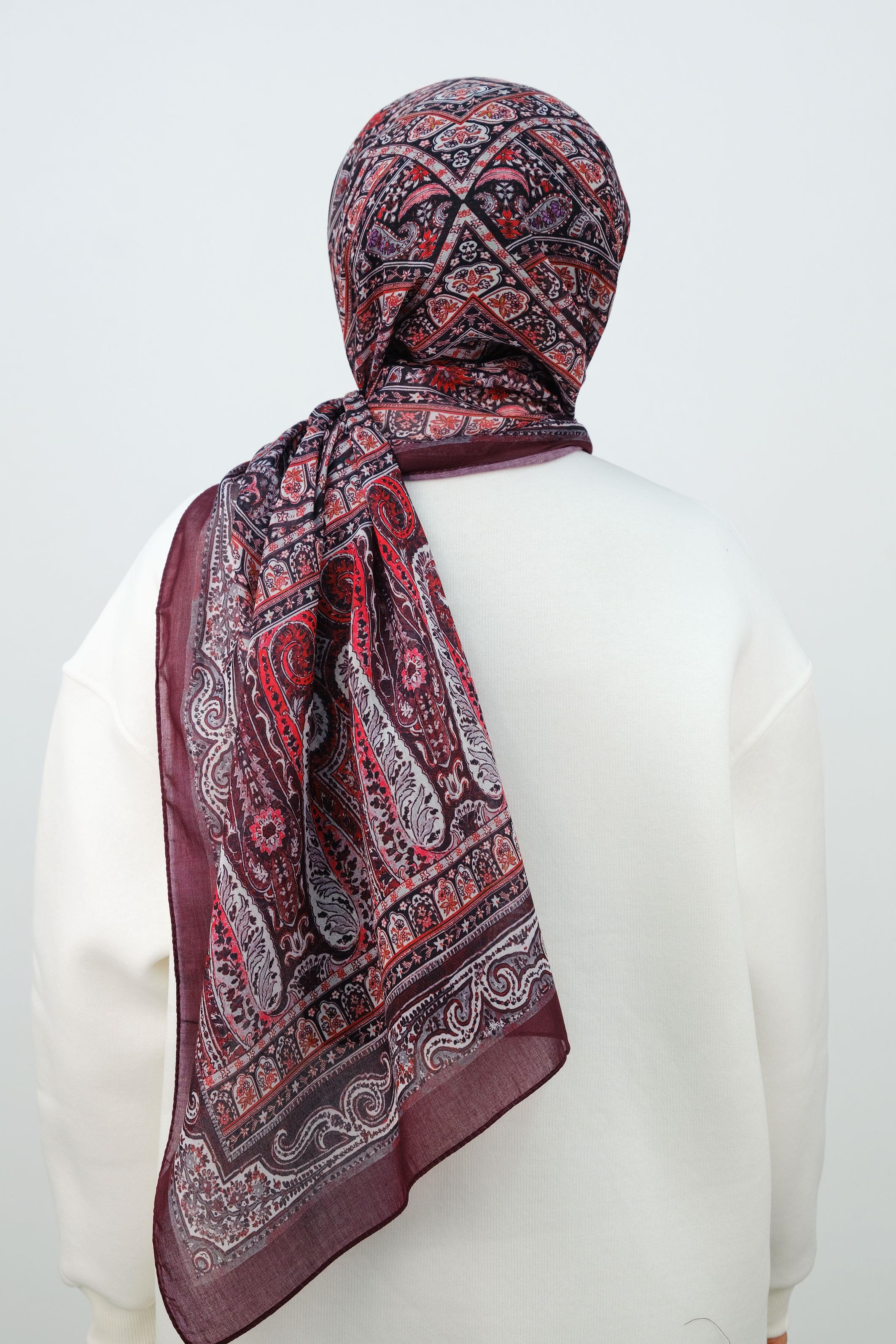 Etnik Desen Şal Bordo