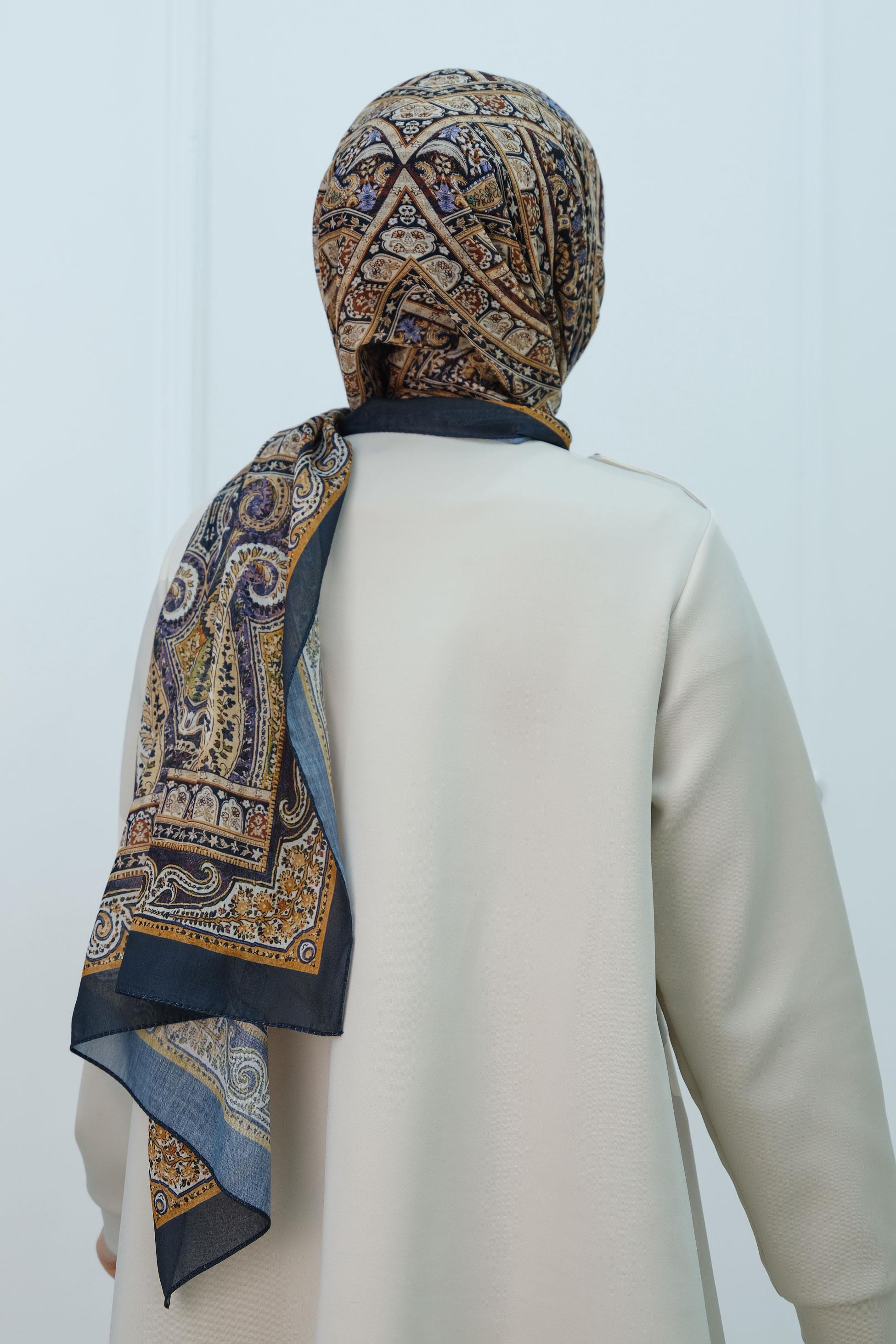 Etnik Desen Şal Füme