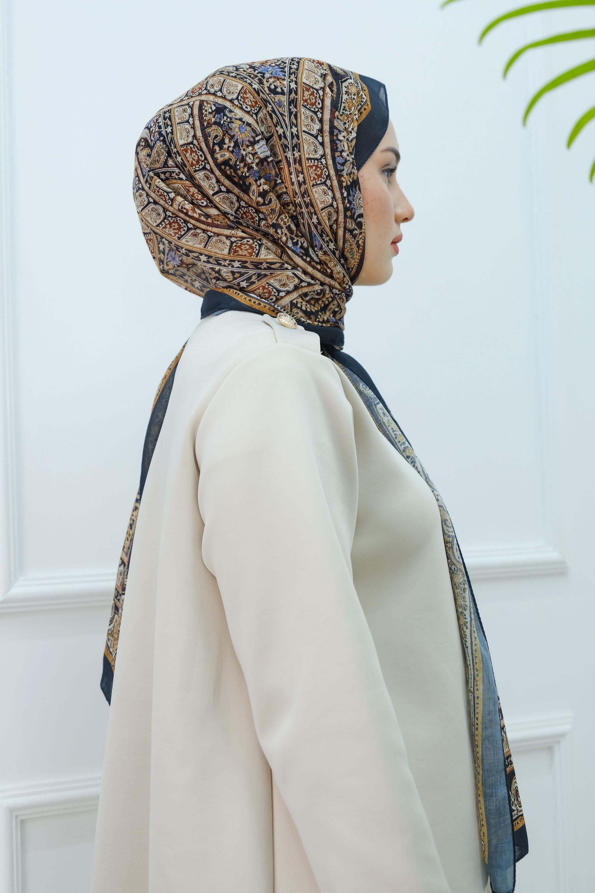 Etnik Desen Şal Füme