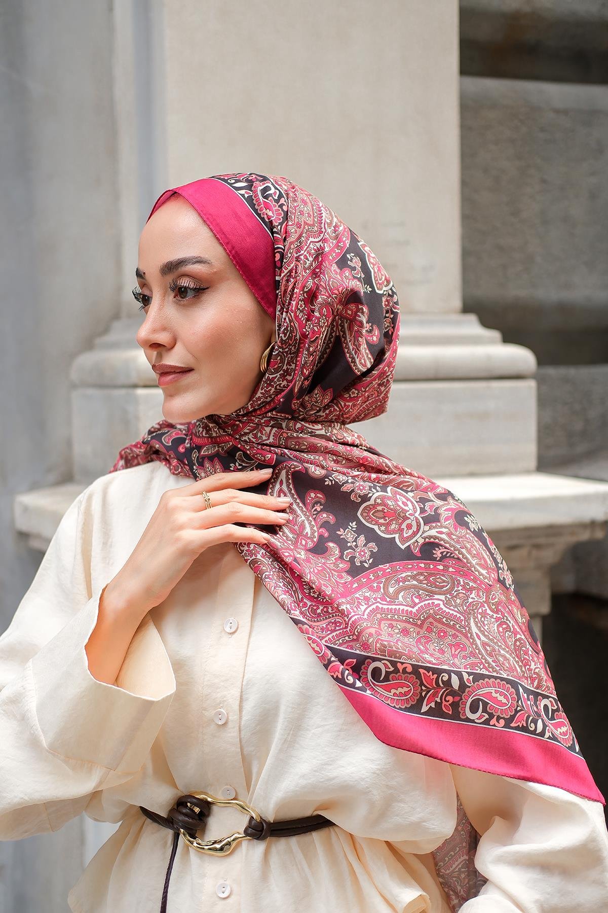 Etnik Desen Soft Şal Bordo